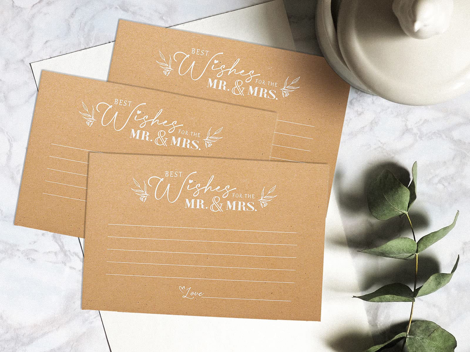 Summer-Ray 50Pcs Kraft Rustic Best Wishes For The Mr. & Mrs. Wedding Advice And Well Wishes Cards For The Bride And Groom 4'' X