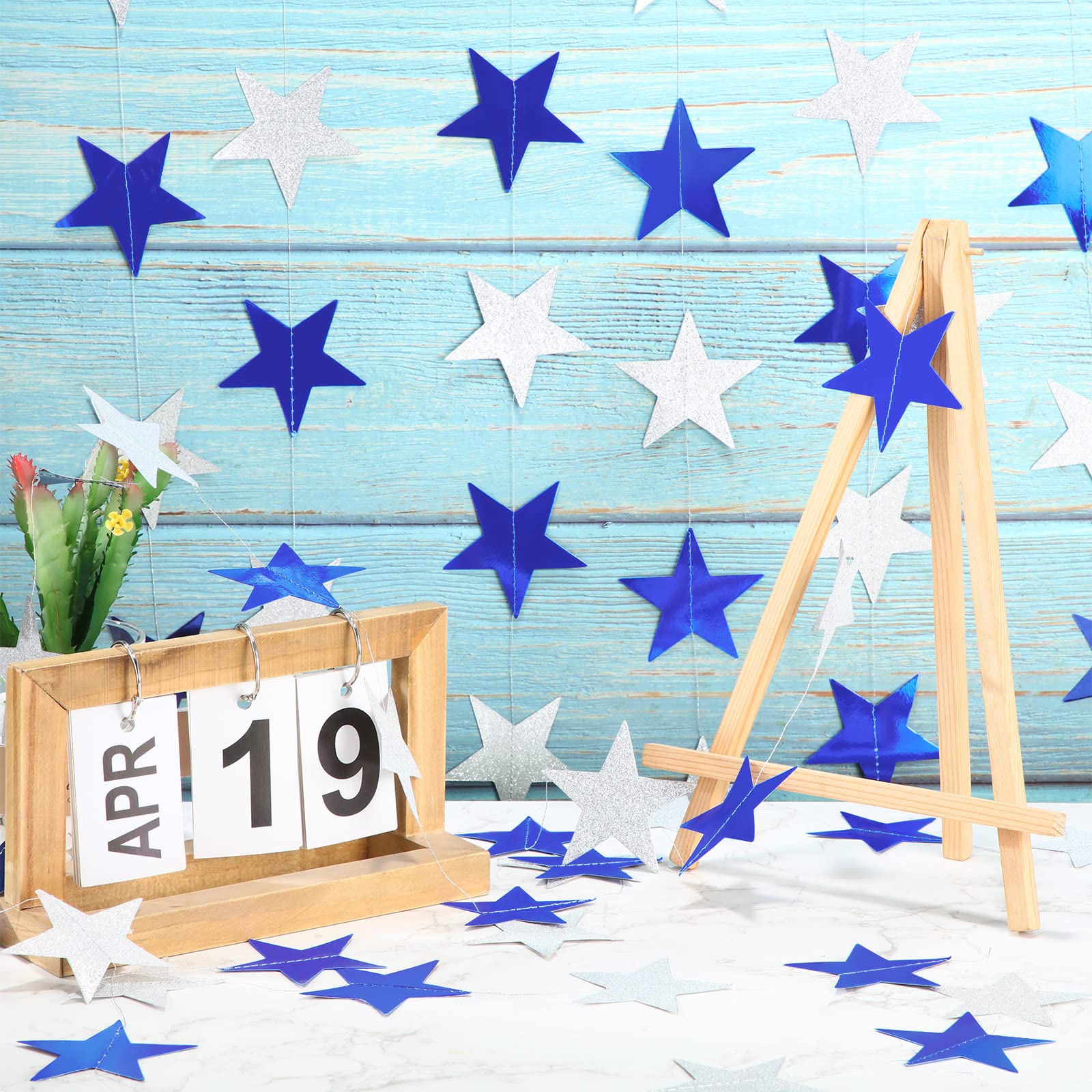 Patelai Glitter Star Garland Banner Decor, 130 Feet Bright Star Hanging Bunting Banner Backdrop For New Year Engagement Wedding