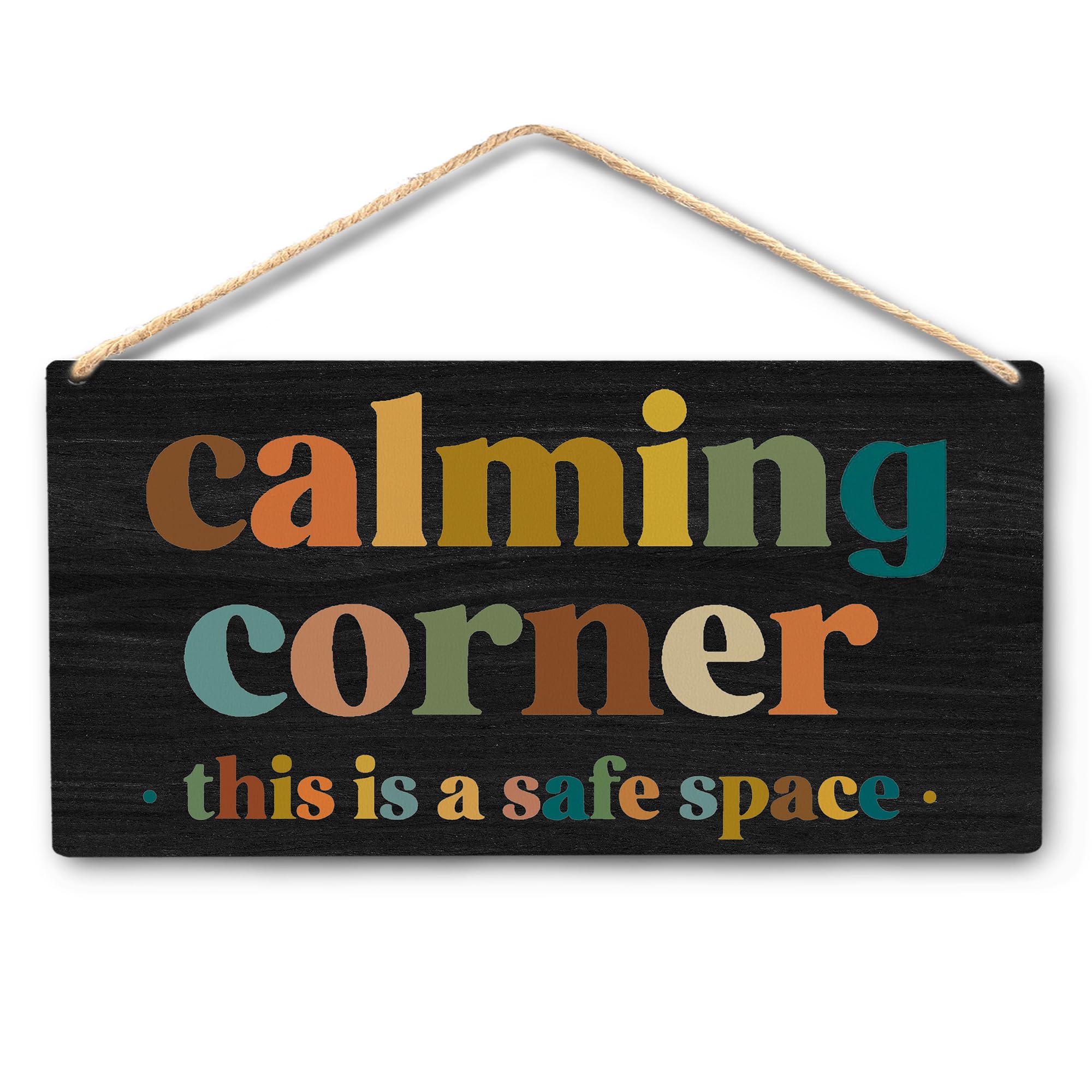 Calming Corner Hanging Wood Sign - Safe Space, Classroom Decor, School Counselor Office, Calm Down Corner Decorations, Boho Styl