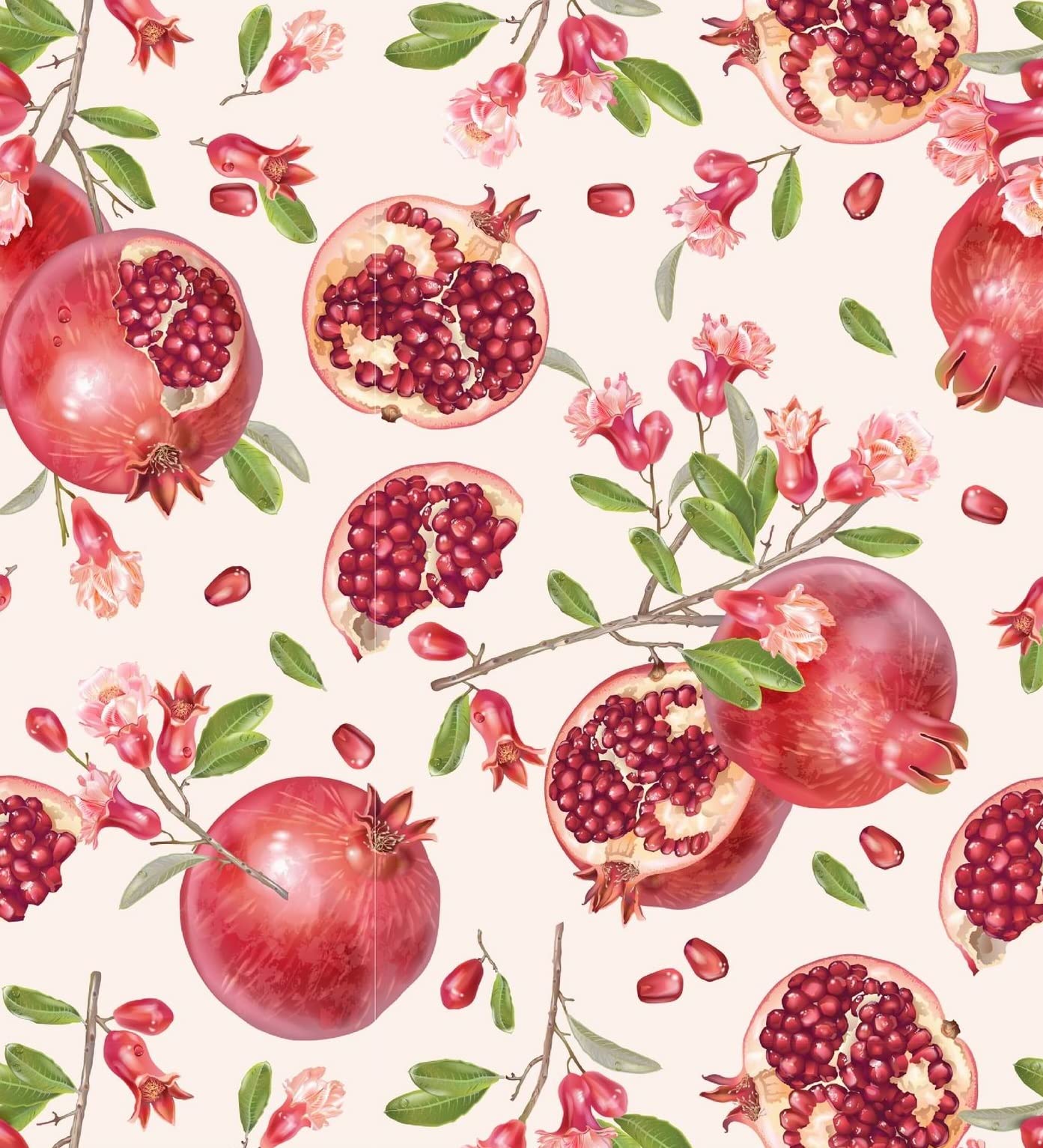 Violet Linen European Pomegranates Flowers Pattern  Polyester Woven Printed Fabric  Pomogranates  52 Inch by 70 Inch  Seats 4 to 6 People  Rectangular Tablecloths