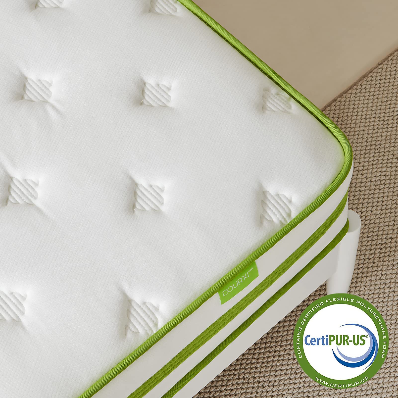 Dourxi Queen Mattress 10 Inch  Hybrid Mattress with Cooling Gel Memory Foam and Pocket Spring  Organic Cotton Fabric Cover  Mattress in a Box  Medium Firm Feel  80''*60''*10''  Queen