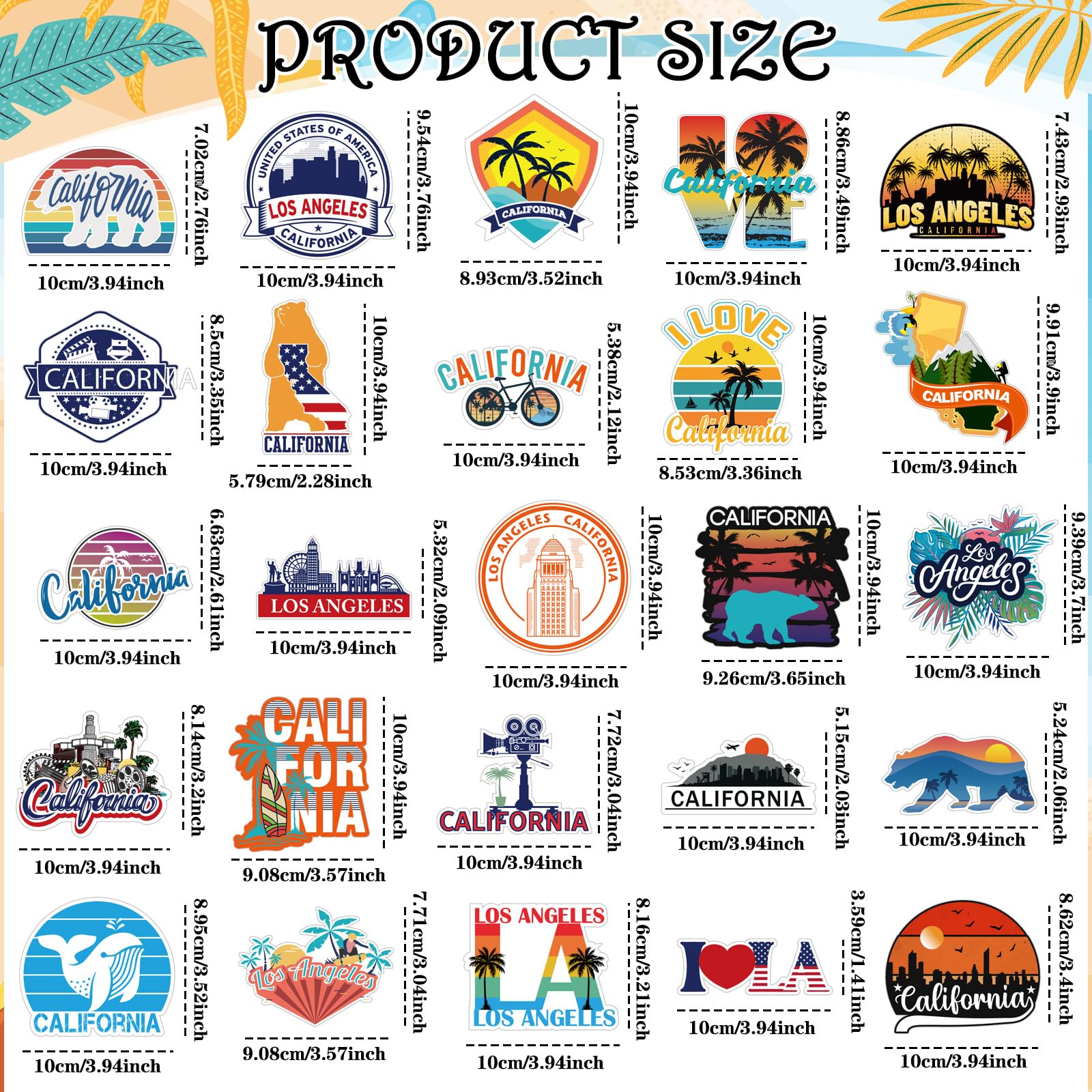 Fabbay 25 Pcs Los Angeles Fridge Magnet Magnetic Refrigerator Stickers Los Angeles California Souvenirs Gifts Refrigerator Magne