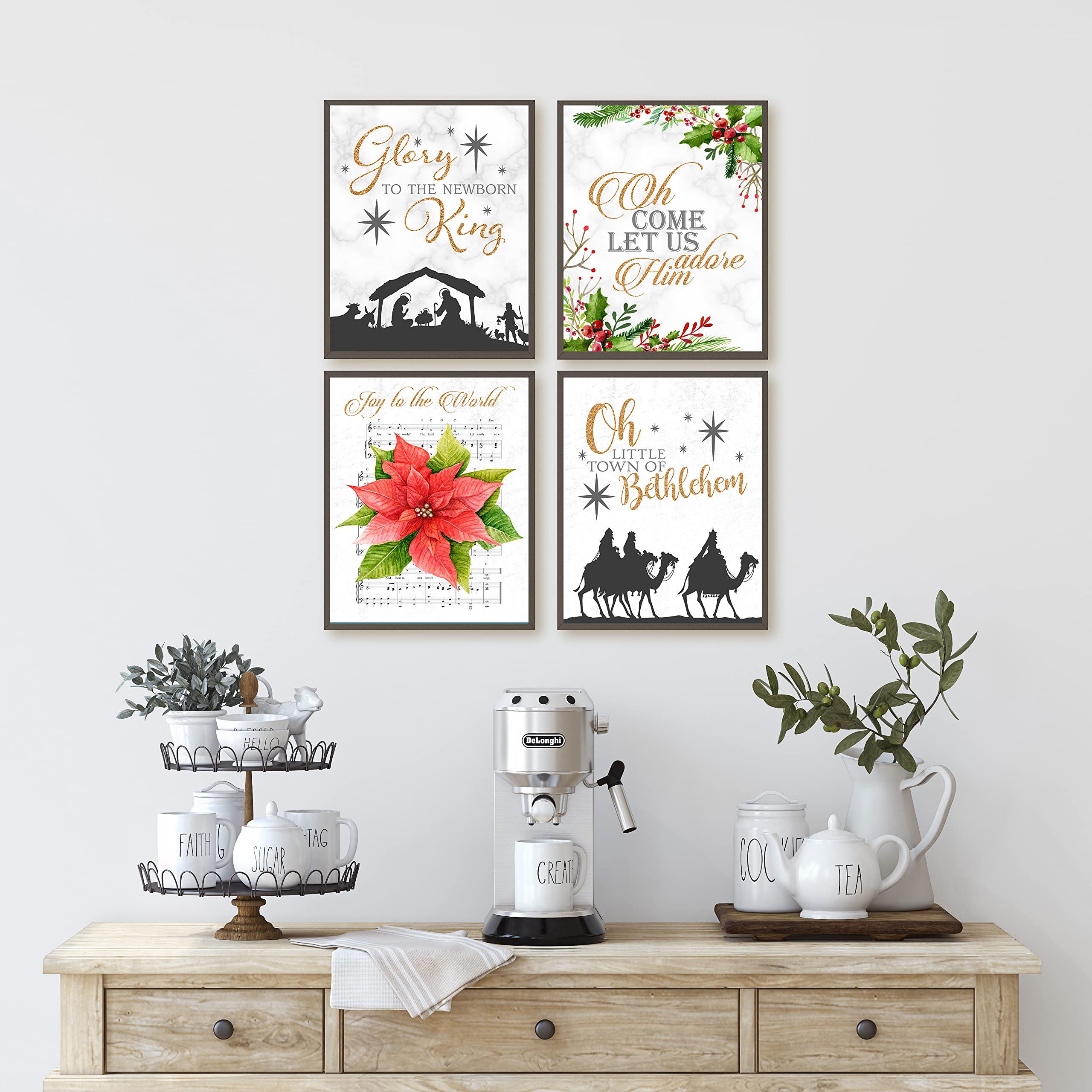 Silly Goose Gifts Vintage Themed Beautiful Christmas Art Print Wall Art Sets (Quiet & Reflective)