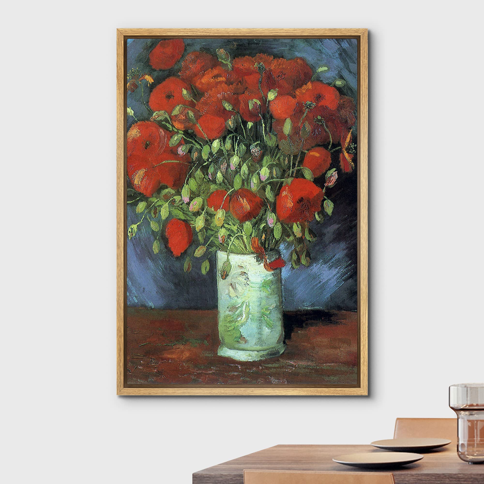 Wall26 Framed Canvas Print Wall Art Vase With Red Poppy Flowers By Vincent Van Gogh Classic Historic Illustrations Fine Art Deco