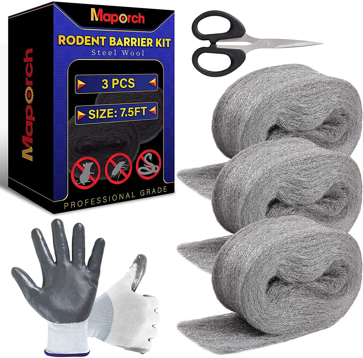 Maporch 3 Pack Steel Wool, 3.2