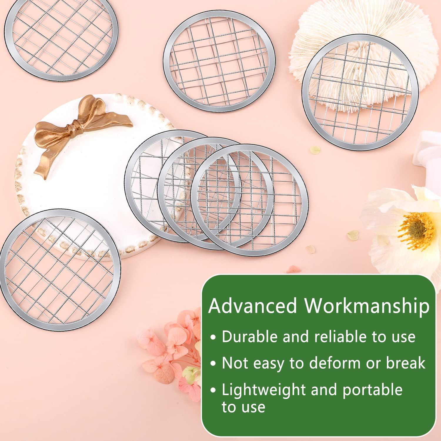 15Pcs Mason Flower Jar Insert Lid, Reusable Frog Lids With Square Grids Metal Flower Lid Insert Flower Organizer Lid For Regular