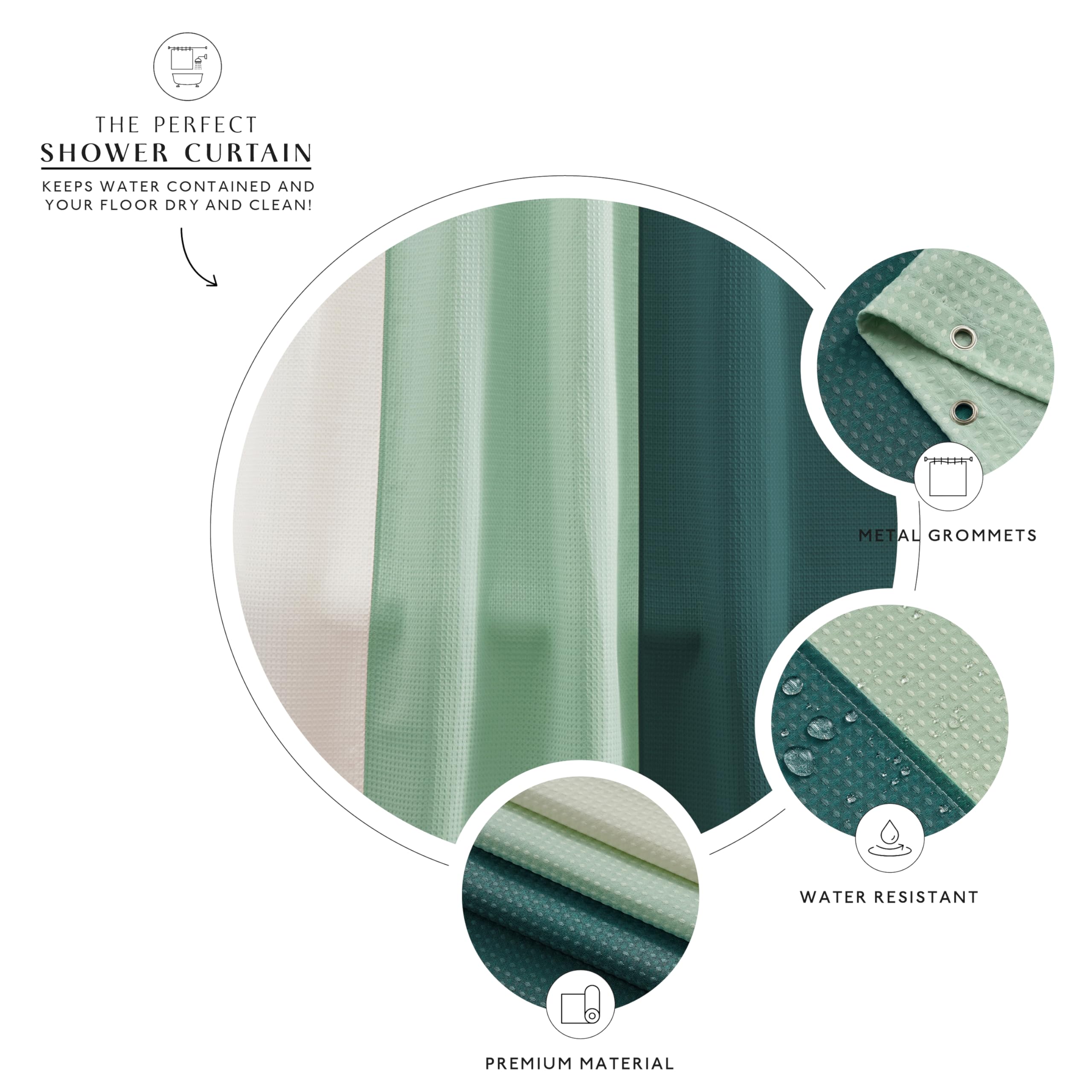 Monday Moose Colorful Waffle Weave Shower Curtain With Rustproof Metal Grommet Holes For Bathroom, Machine Washable, Hooks Inclu