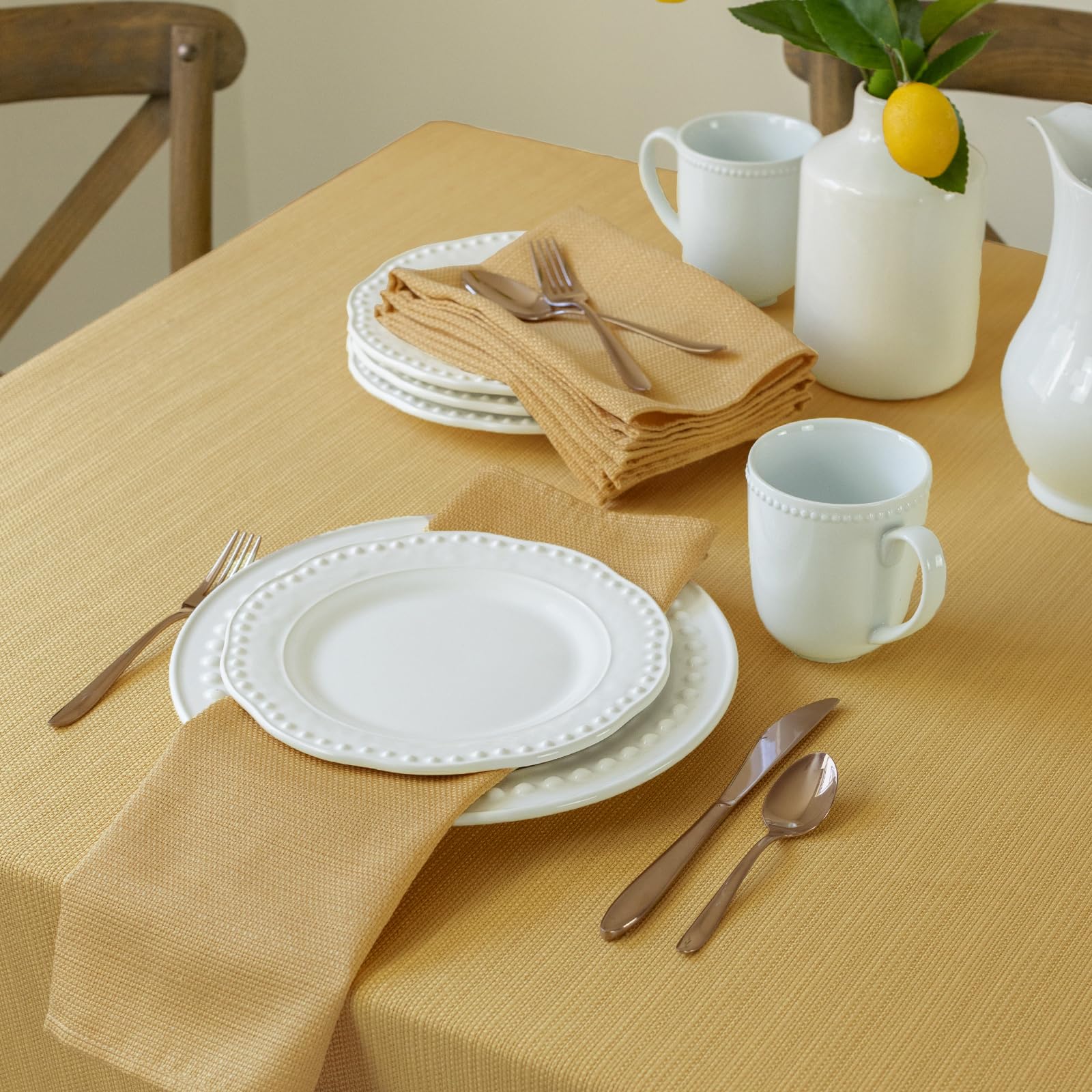 Benson Mills Cameron Textured Fabric Table Cloth, for Everyday Home Dining, Parties, Fall, Autumn, Holiday, and Thanksgiving Tab