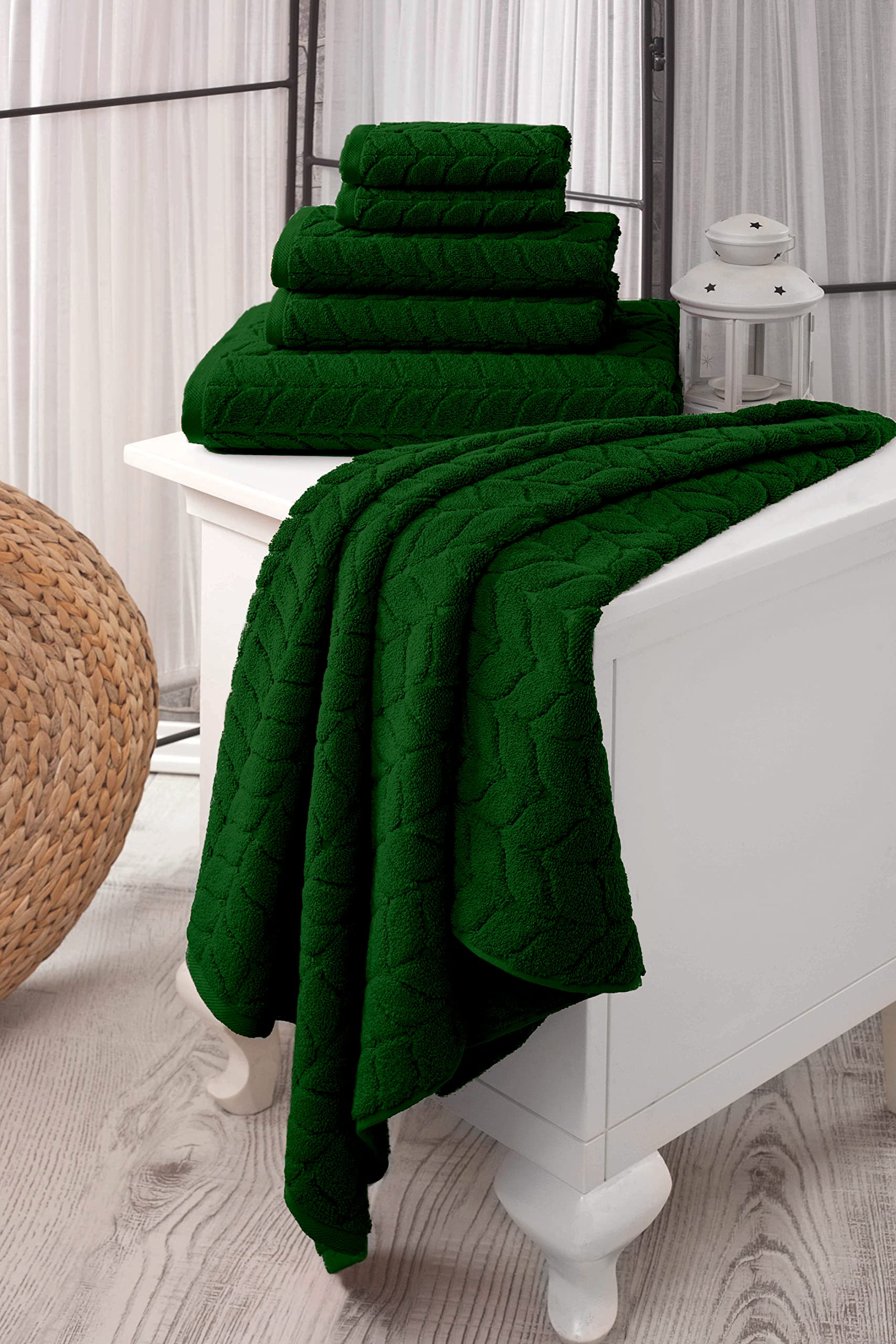 Bagno Milano Turkish Bath Towels, Soft Plush Jacquard Luxury Bath Towels, Quick Dry Towel Set (Royal Green, 2 Pcs Bath Towel Set