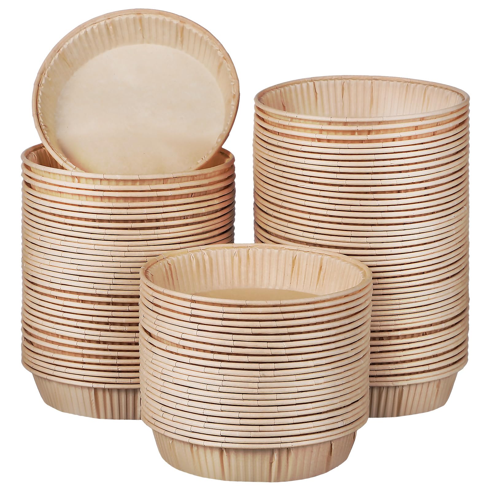 LIFKOME Mini Tart Pans for Baking 100 pack Paper Tart Pans Round Bottom Mini Pie Pans 4.33X3.62X0.90 inch Oven Microwave Safe fo