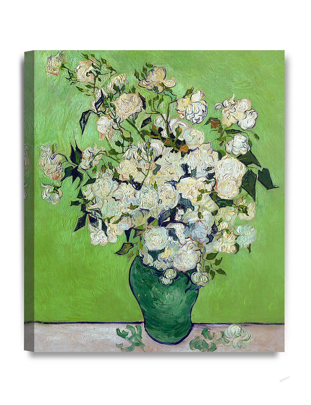 Decorarts - Pink Roses In A Vase By Vincent Van Gogh. Oil Painting Reproduction. Giclee Print On Canvas. Ready To Hang Wall Art