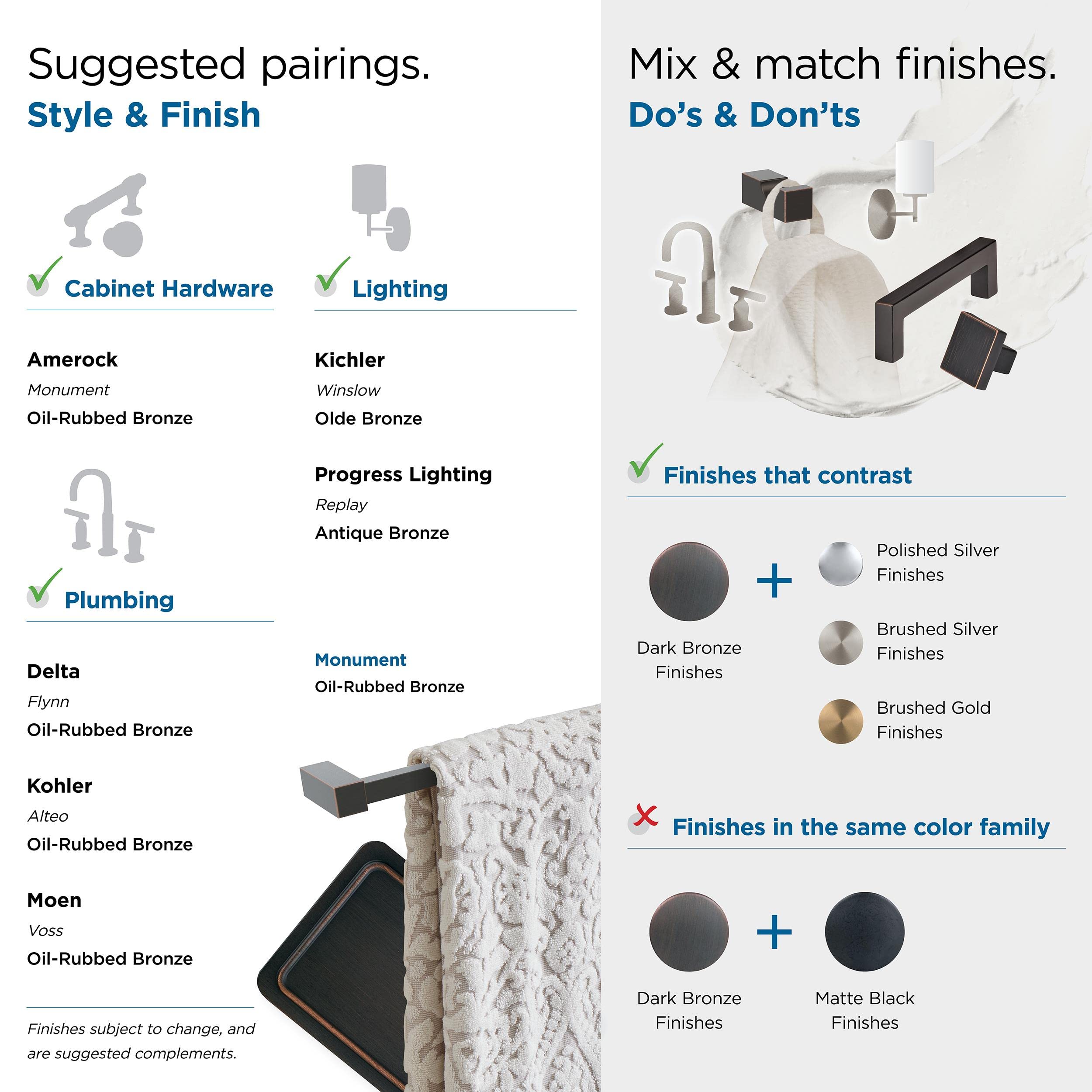 Amerock Bh36081Orb | Oil Rubbed Bronze Single Post Toilet Paper Holder | 5-7/8 In. (149 Mm) Length Toilet Tissue Holder | Monume