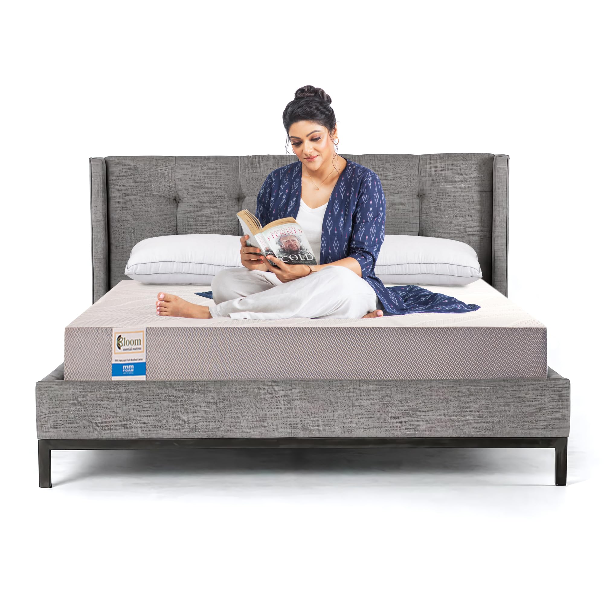 MM FOAM Bloom 100% Natural Latex Mattress with 10 Years Warranty | Pure Certified Latex | Free Micro Fiber Pillows | (Queen 72 x