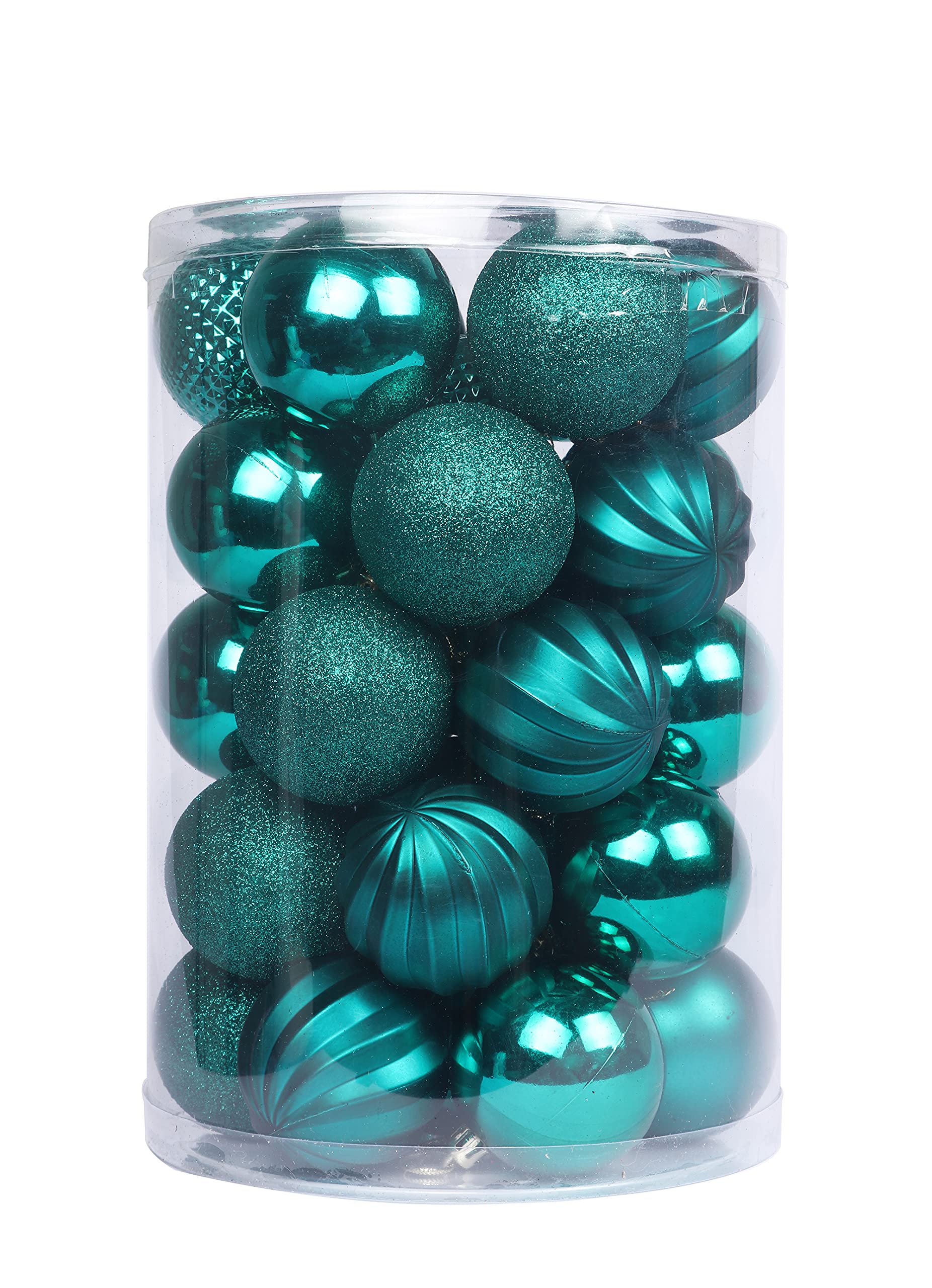 YYCRAFT 34ct Christmas Ball Ornaments 6CM for Xmas Tree Christmas Decorations Shatterproof Hooks Included (Teal Green, M)