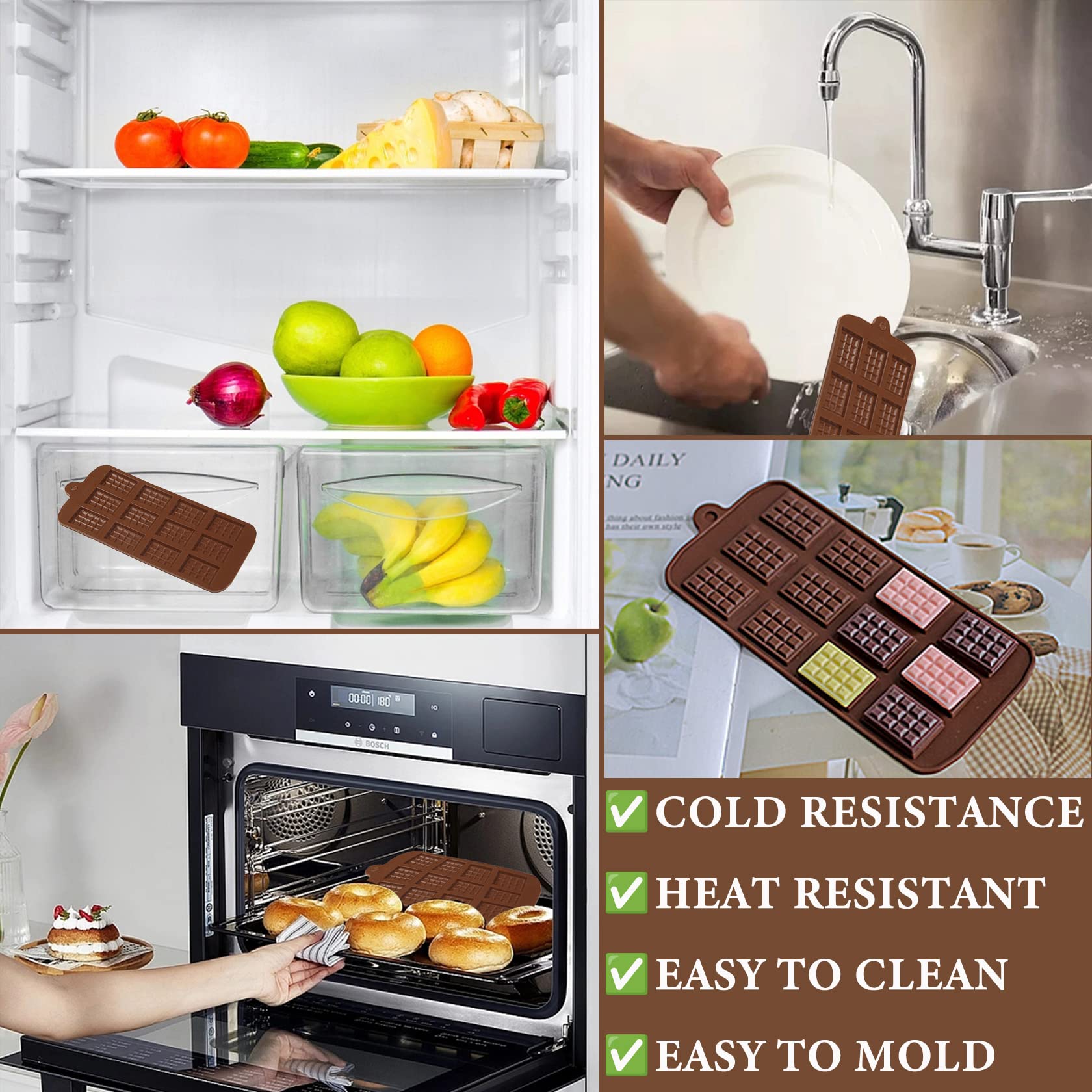 2Pcs Chocolate Molds Silicone,Mini Rectangular Shaped Chocolate Bar Mold Non-Stick Mini Chocolate Candy Mold Silicone For Chocol