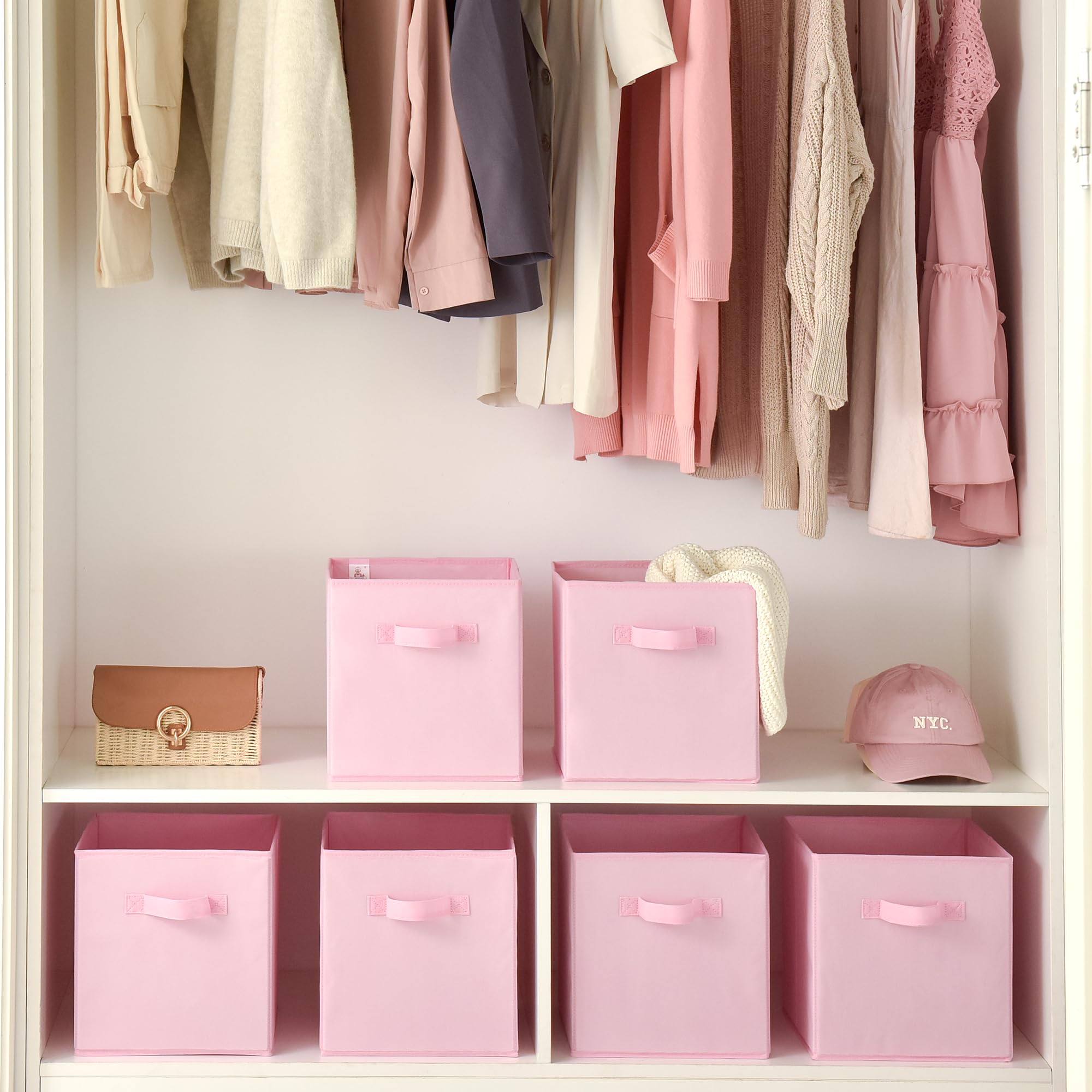 Granny Says Cube Storage Bins, 11 Inch Storage Cube Organizer, Collapsible Fabric Storage Cubes With Handle, Closet Baskets For