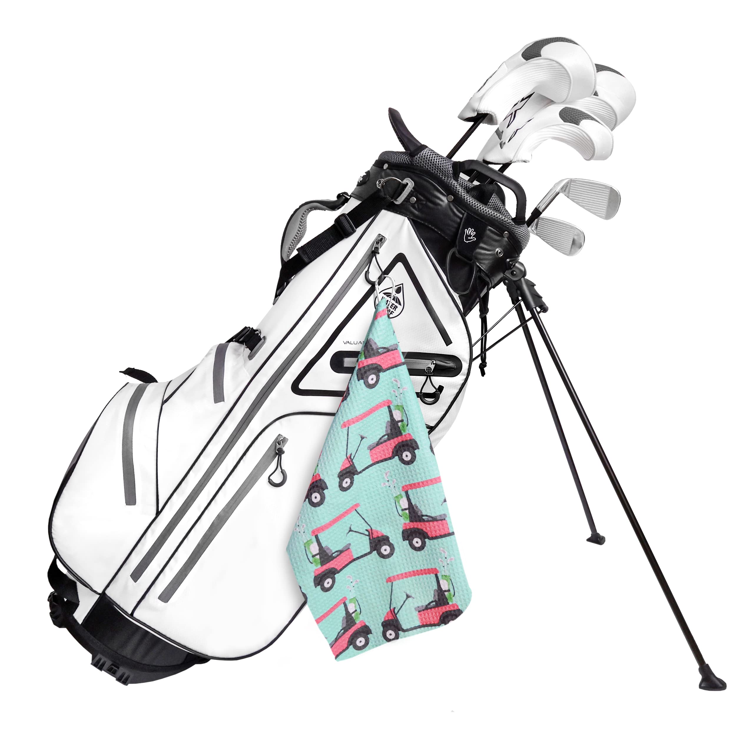 Playing It Forward Golf Cart Fun Golf Towel with Clip for Women and Men  Microfiber Waffle and Ball Towels  Set of 2