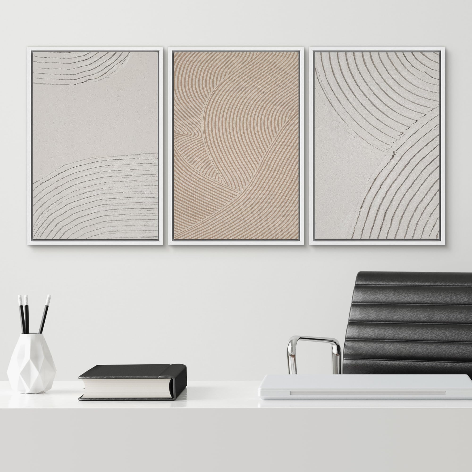Signwin Framed Canvas Print Wall Art Set Geometric Pastel Spiral Circles Shapes Abstract Illustrations Modern Art Decorative Nor