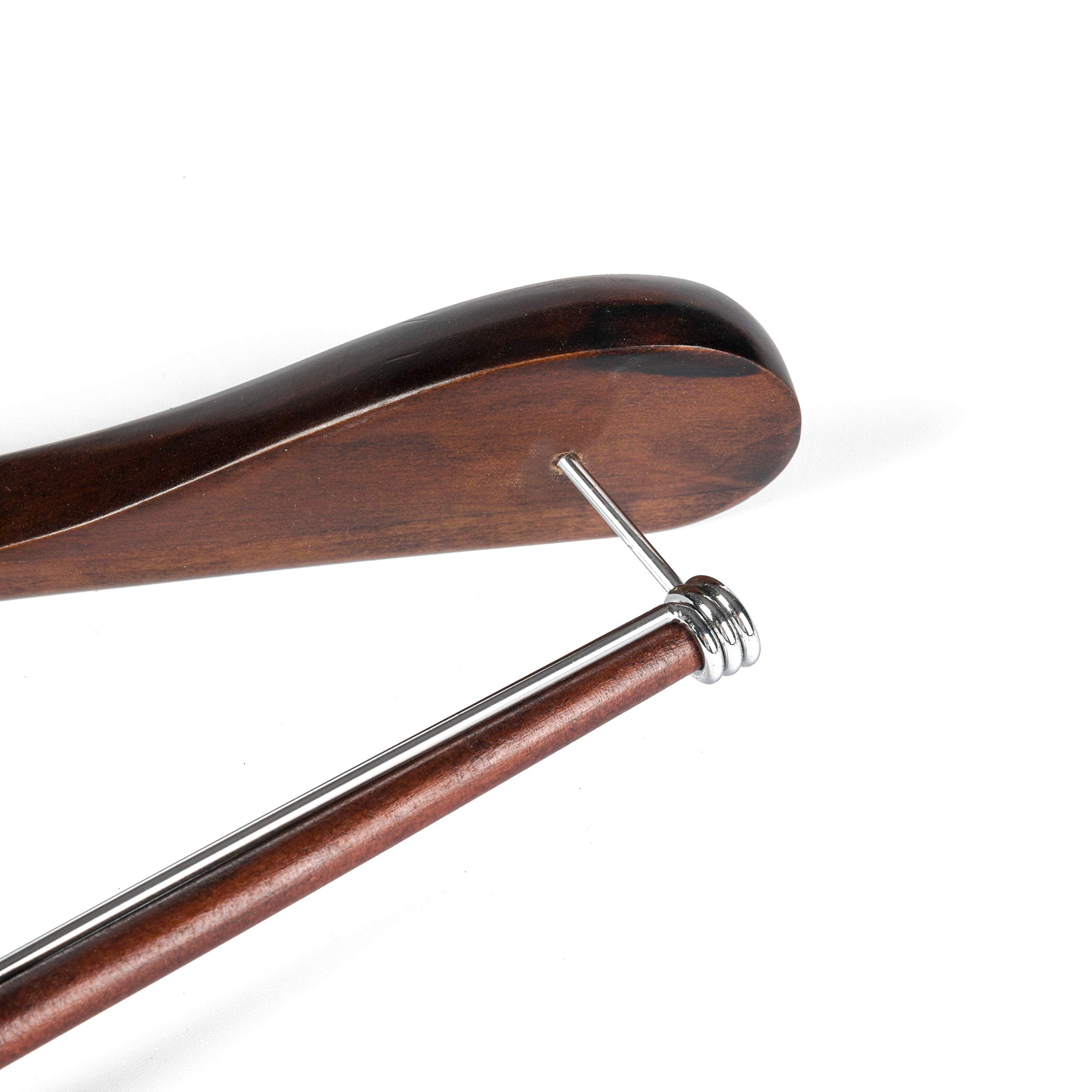 Luxury Wide Shoulder Wooden Hangers 6 Pack  with Locking Bar  Smooth Retro Finish Wood Suit Hanger Coat Hanger for Closet  Holds Up to 20lbs  360