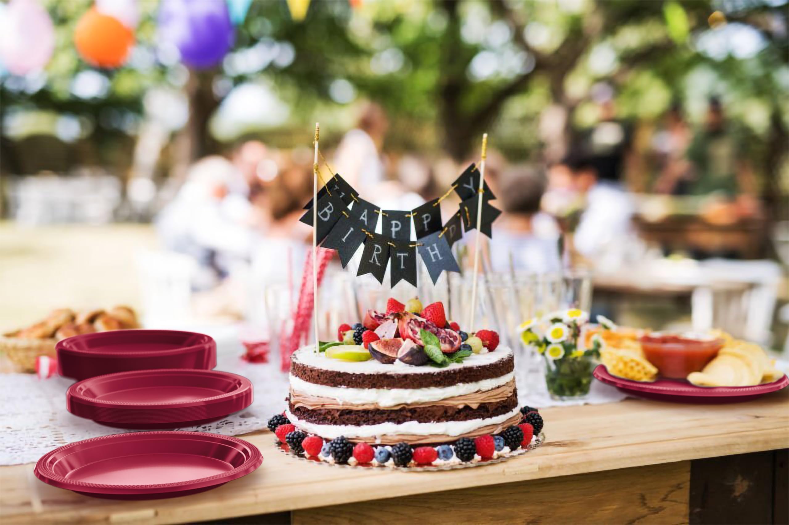 Exquisite Burgundy Plastic Plates For Party 9 Burgundy Disposable Plates For Party Supplies 100 Pcs Disposable Dinner Plate He