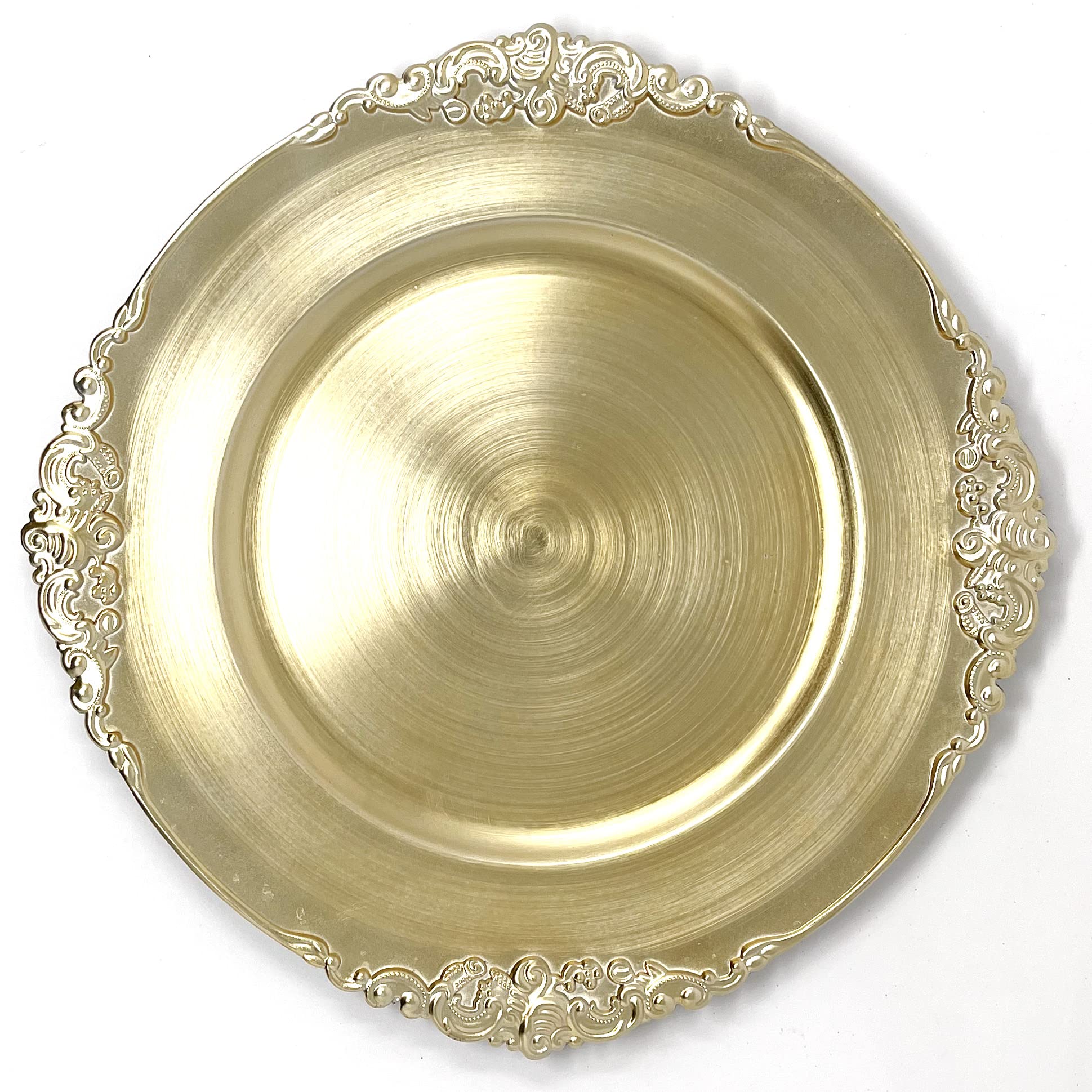 Allgala 13-Inch 6-Pack Heavy Quality Round Charger Plates-Floral Gold-Hd80383