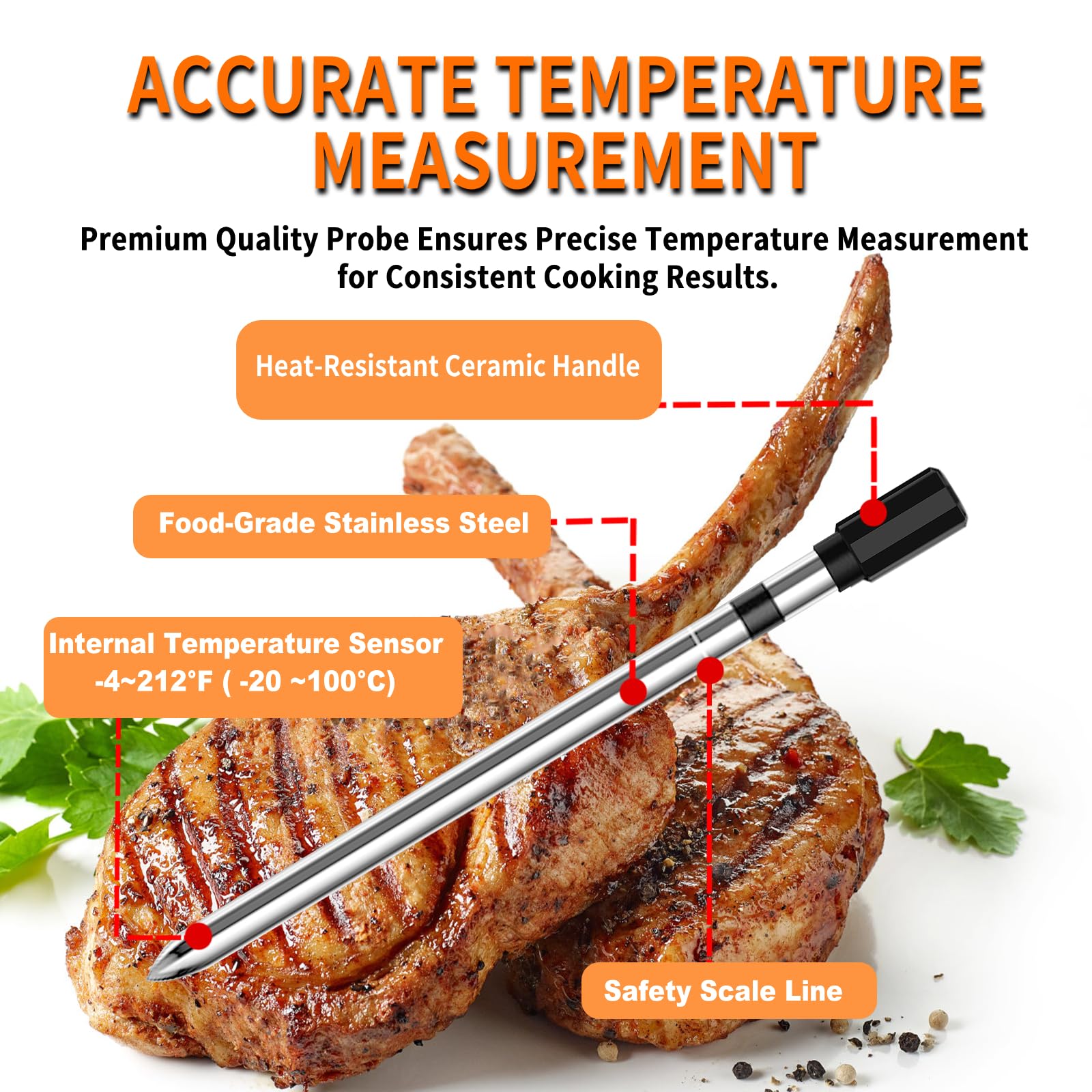 Vacuum Sealers Unlimited Smart Bluetooth Meat Thermometer - Long Range Wireless Food Thermometer, Temp Monitor With Dual Probes