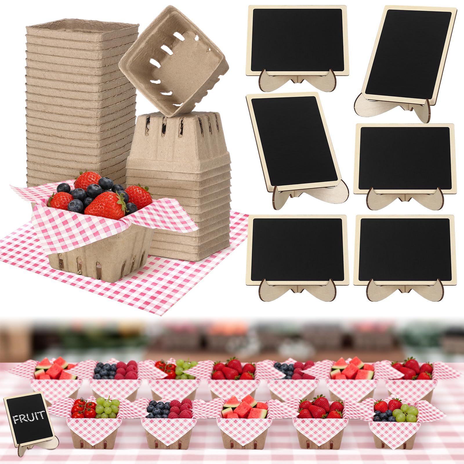 Lerheedi 24 Set Farmer Market Decoration Farm Stand Supplies,Pink