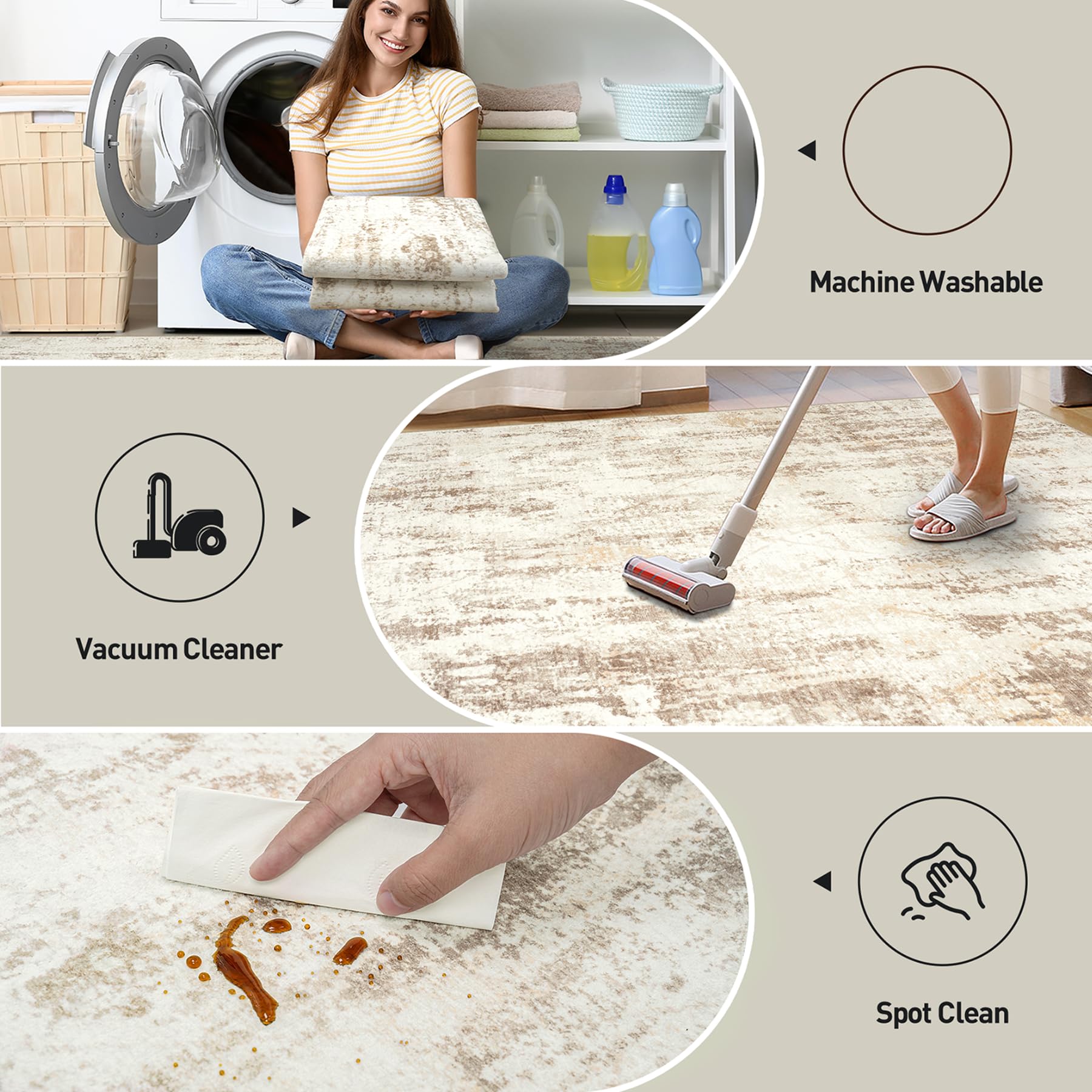 6x9 Area Rugs Washable Rug: Large Modern Abstract Living Room Rug Soft Anti-Skid Thin Carpet Indoor Floor Non-Shedding Carpets f