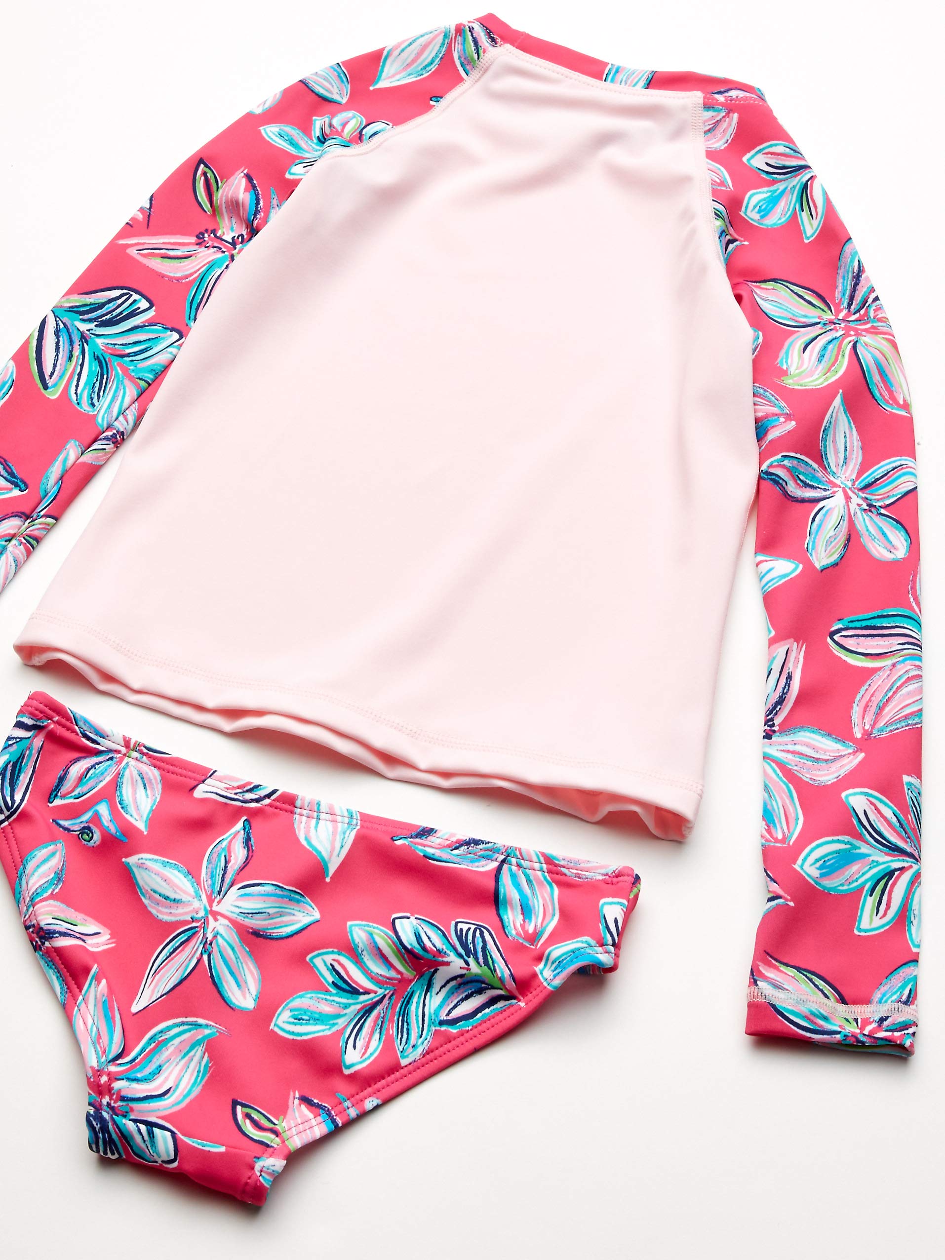 Kanu Surf Girls Long Sleeve Rashguard Upf 50 Two Piece Swim Set, Charlotte Pink, 4T