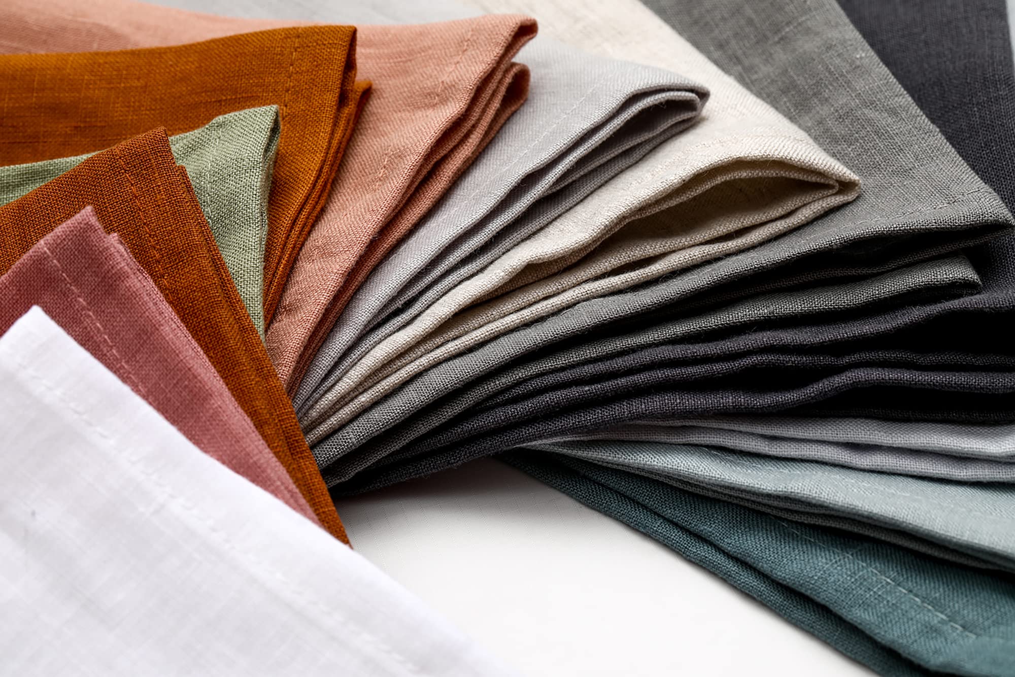 Linendo 100% Pure Linen Dinner Cloth Napkins 15 X 15 Inch Pink - Set Of 6 Pack European Flax Natural Fabric Washable For Home An