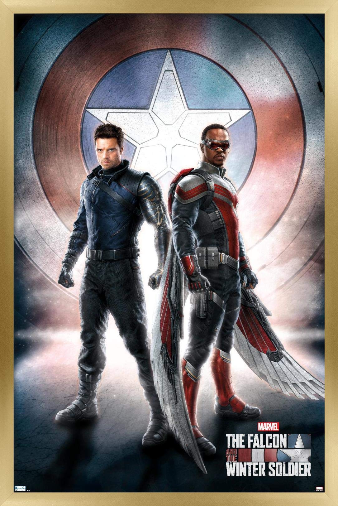 Trends International Marvel Television - Falcon And Winter Soldier - One Sheet Wall Poster, 14.725'' X 22.375'', Gold Framed Ver