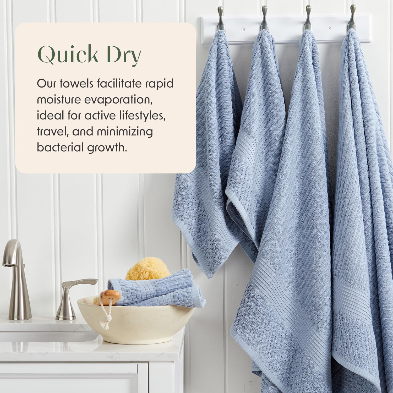 Springtree Home 100% Cotton Towel Set 6 Piece Set | Super Soft & Absorbent Quick-Dry 2 Bath Towels 2 Hand Towels & 2 Washcloths
