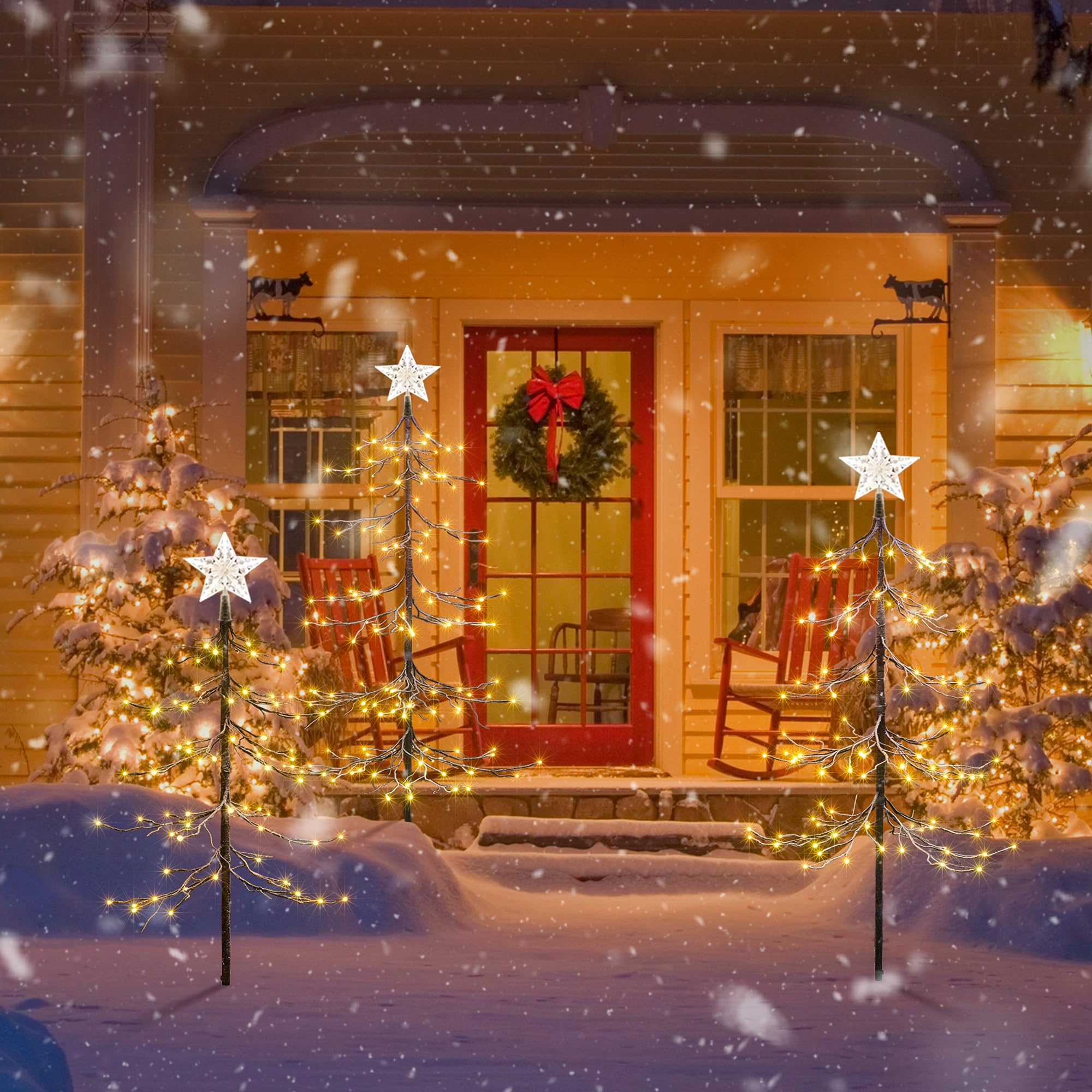 Lightshare 13FT Snowy Fir Tree, 328 LED Lights, for Indoor and Outdoor Use, Warm White, for Home Festival Party Christmas