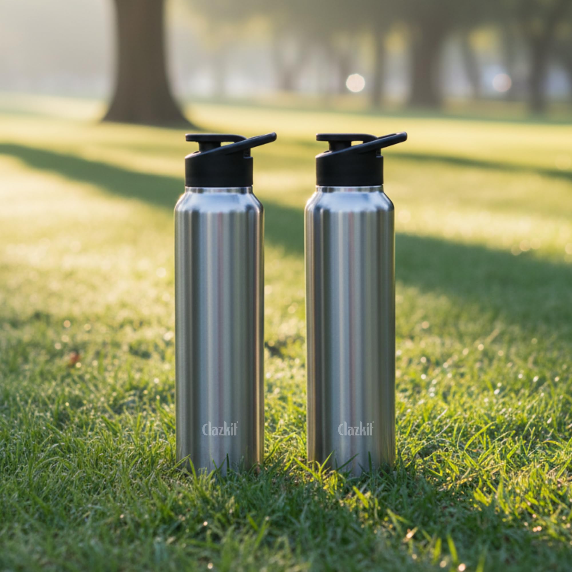 Clazkit Amaze 1000Ml Sporty Stainless Steel Water Bottle Set Of 2 |Isi Certified | Leakproof, Rust-Free, Bpa-Free, Durable For C