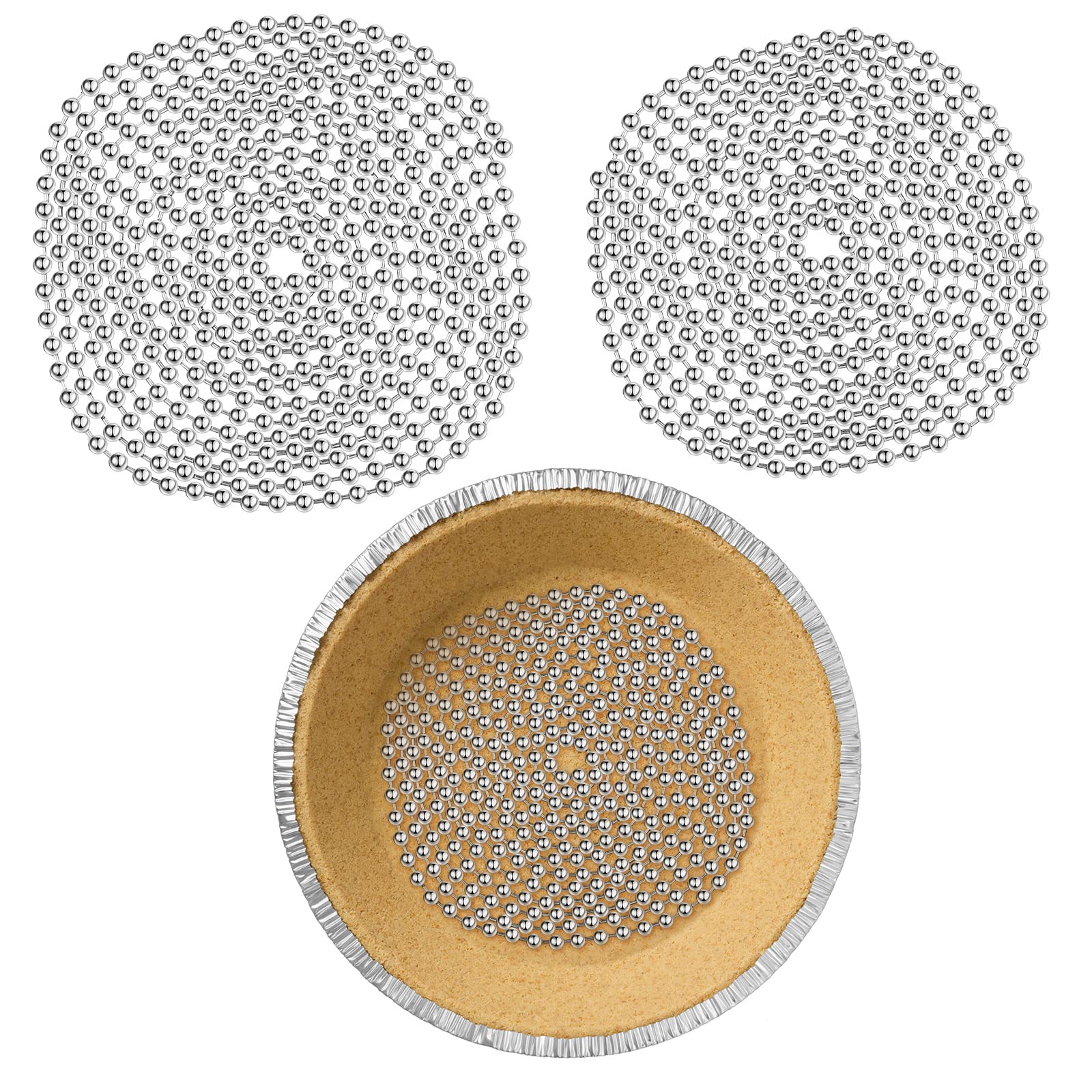 Ferraycle 2 Pieces Pie Weights For Baking Pie Weight Chain Baking Pie Crust Weight Chain Stainless Steel Beads Baking Pie Weight