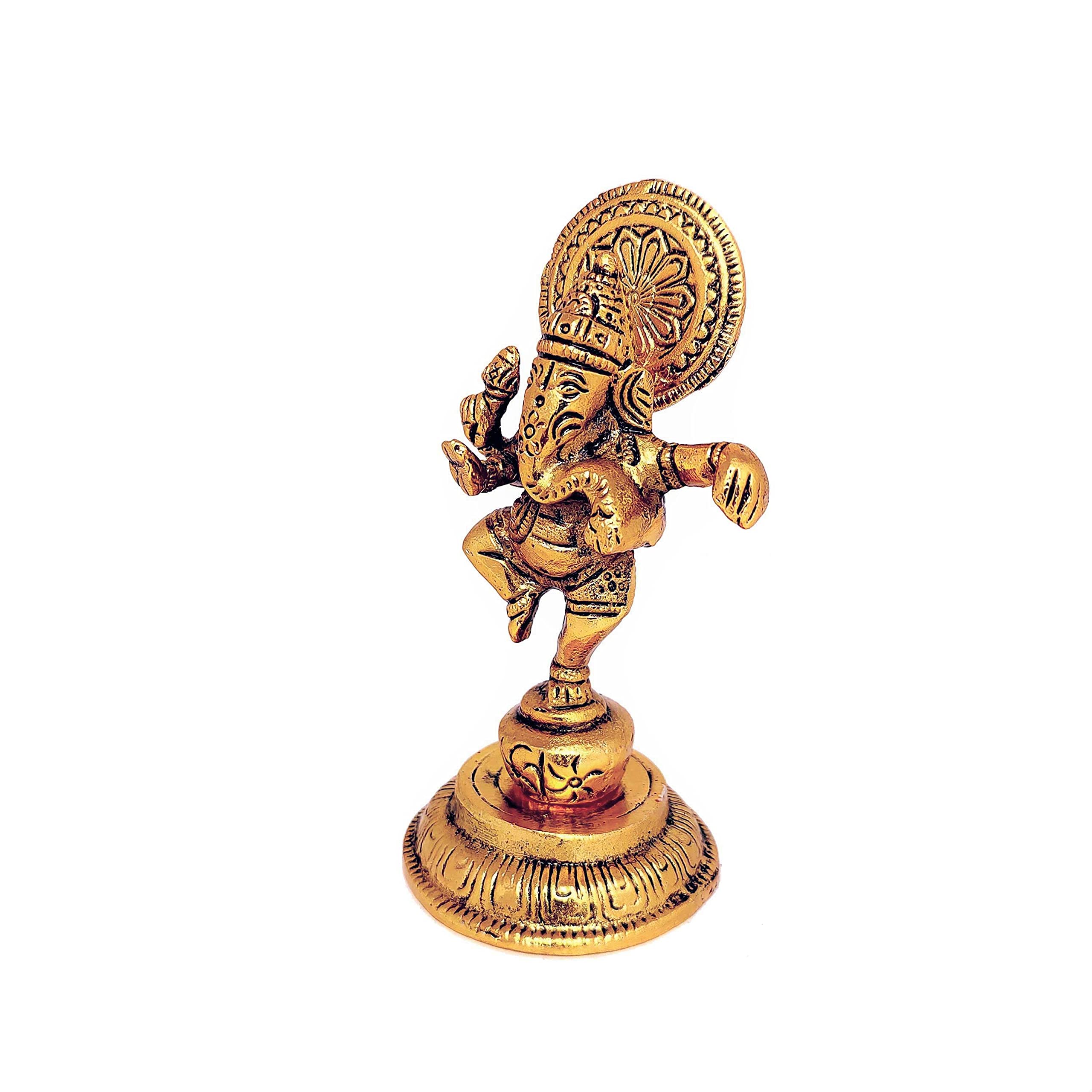 Kridaykraft Ganesha Metal Statue,Ganpati Murti Idol For Pooja & Home,Office Dcor Ganesh Idol For Car Dashboard Religious Showpie