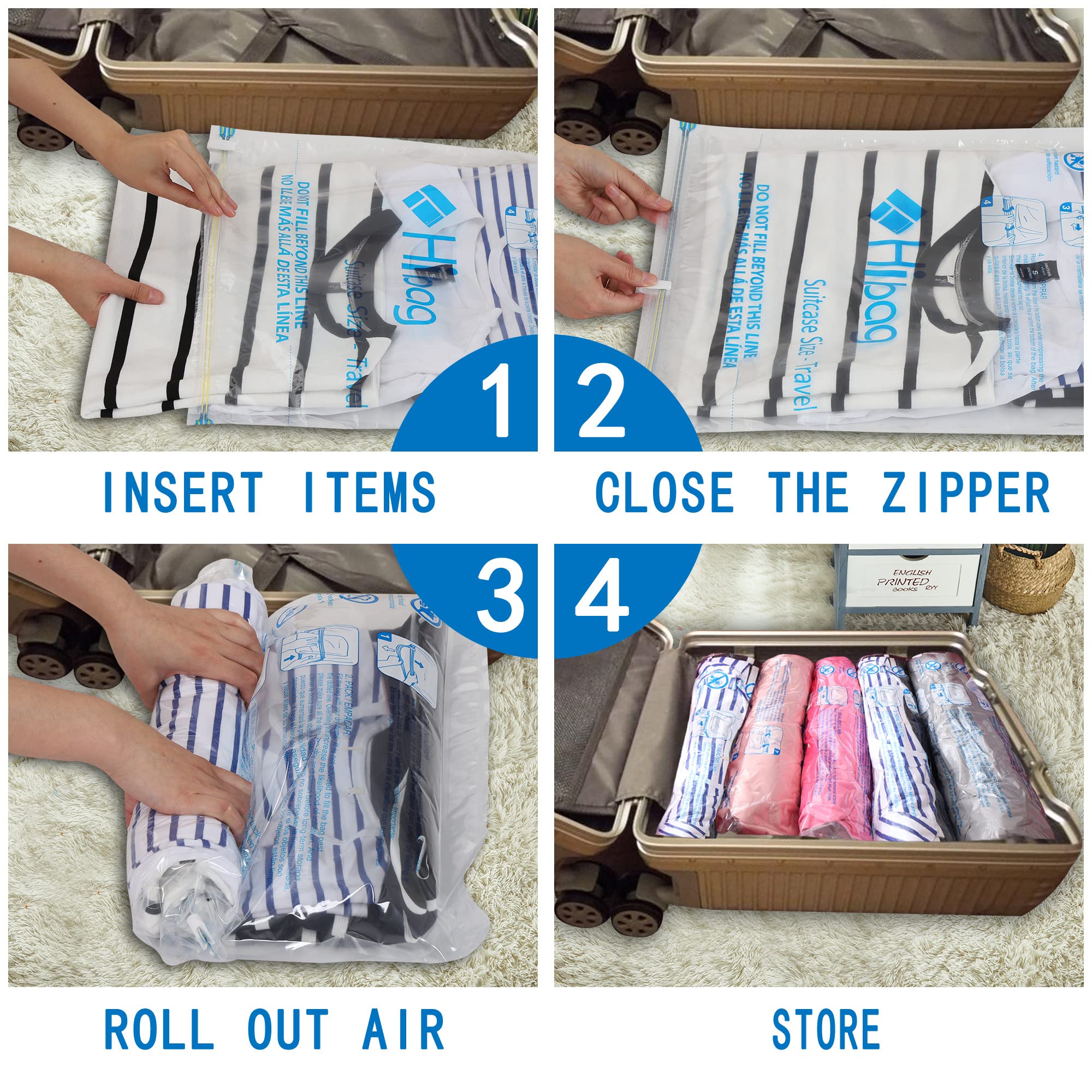 HIBAg Vacuum Storage Bags  30-Pack Space Saver Vacuum Storage Bags  Zipper Vacuum Sealed Bags for clothing  clothes  comforters and Blankets (30c)