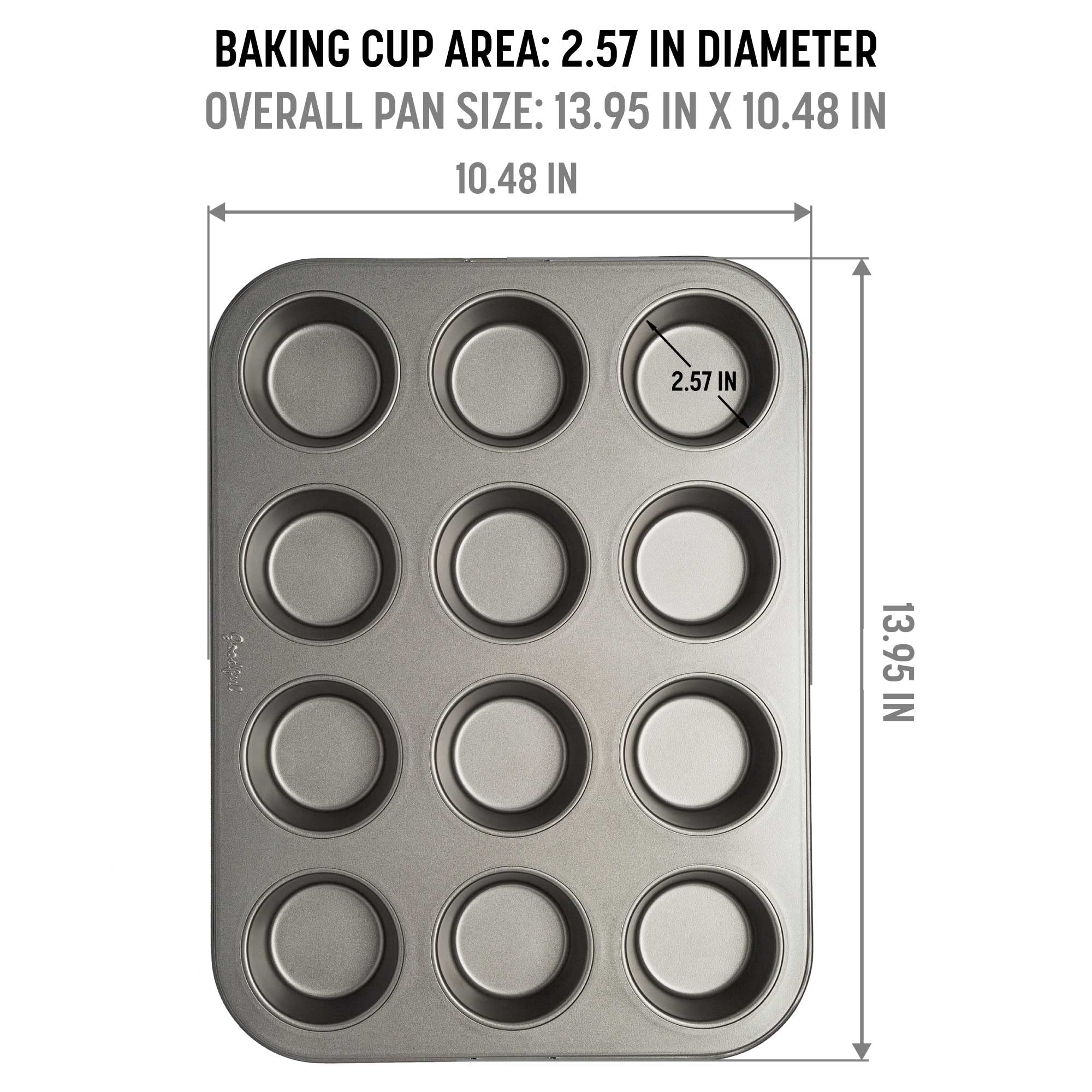 Goodful Nonstick Muffin Pan Set, Heavy Duty Carbon Steel With Quick Release Coating, Made Without Pfoa, Dishwasher Safe, 2-Pack