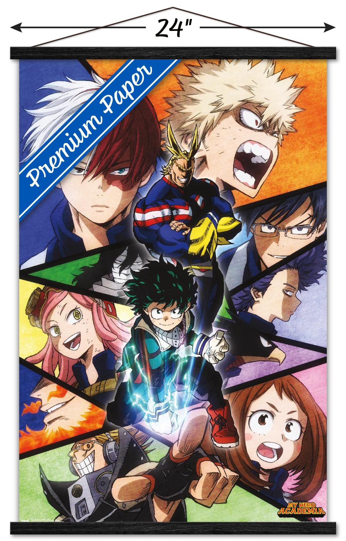 Trends International My Hero Academia - Faces Wall Poster, 22.37'' X 34.00'', Premium Print And Black Hanger Bundle