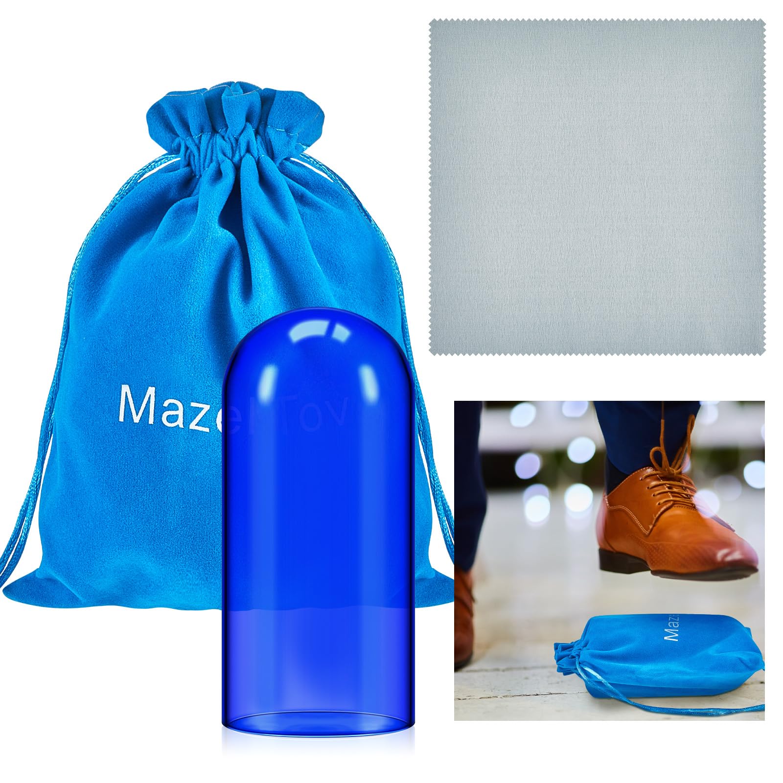 Tticai Jewish Wedding Breaking Glass Jewish Gifts Kit with Chuppah Breakaway Glass Bag Dark Blue Engagement Gift for Wedding Eng