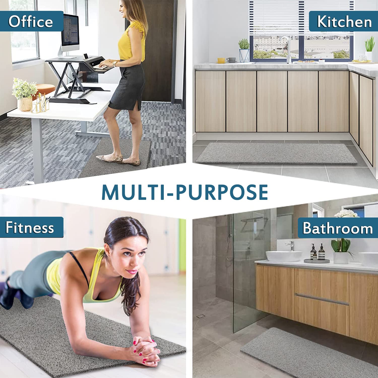 Extra Long Shower Mats Non Slip, 17.1  59 Inch, Bath Mat For Shower, Loofah Mats For Shower And Bathroom, Quick Drying, Grey