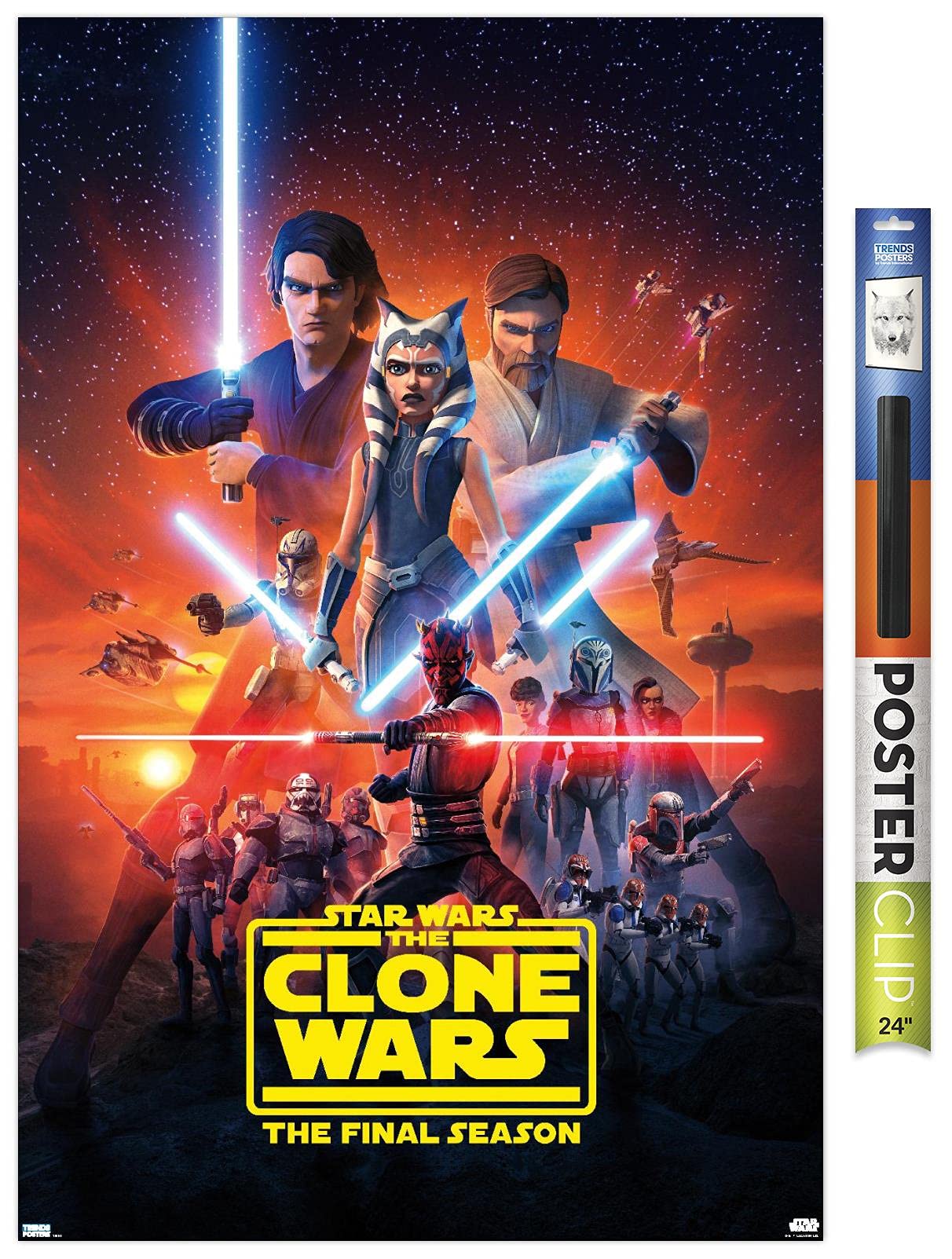 Trends International Star Wars: The Clone Wars - Season 7 Key Art Wall Poster, 22.375'' X 34'', Premium Poster & Clip Bundle