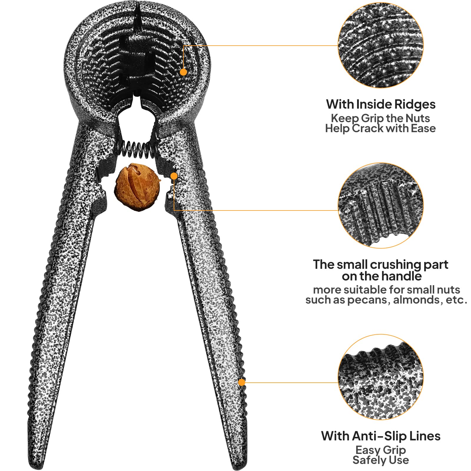 Nut Crackers Pecan Nutcracker Walnuts Plier With Non-Slip Handles Heavy Duty Crab Cracker Tool With Good Grip 2 Picks Included