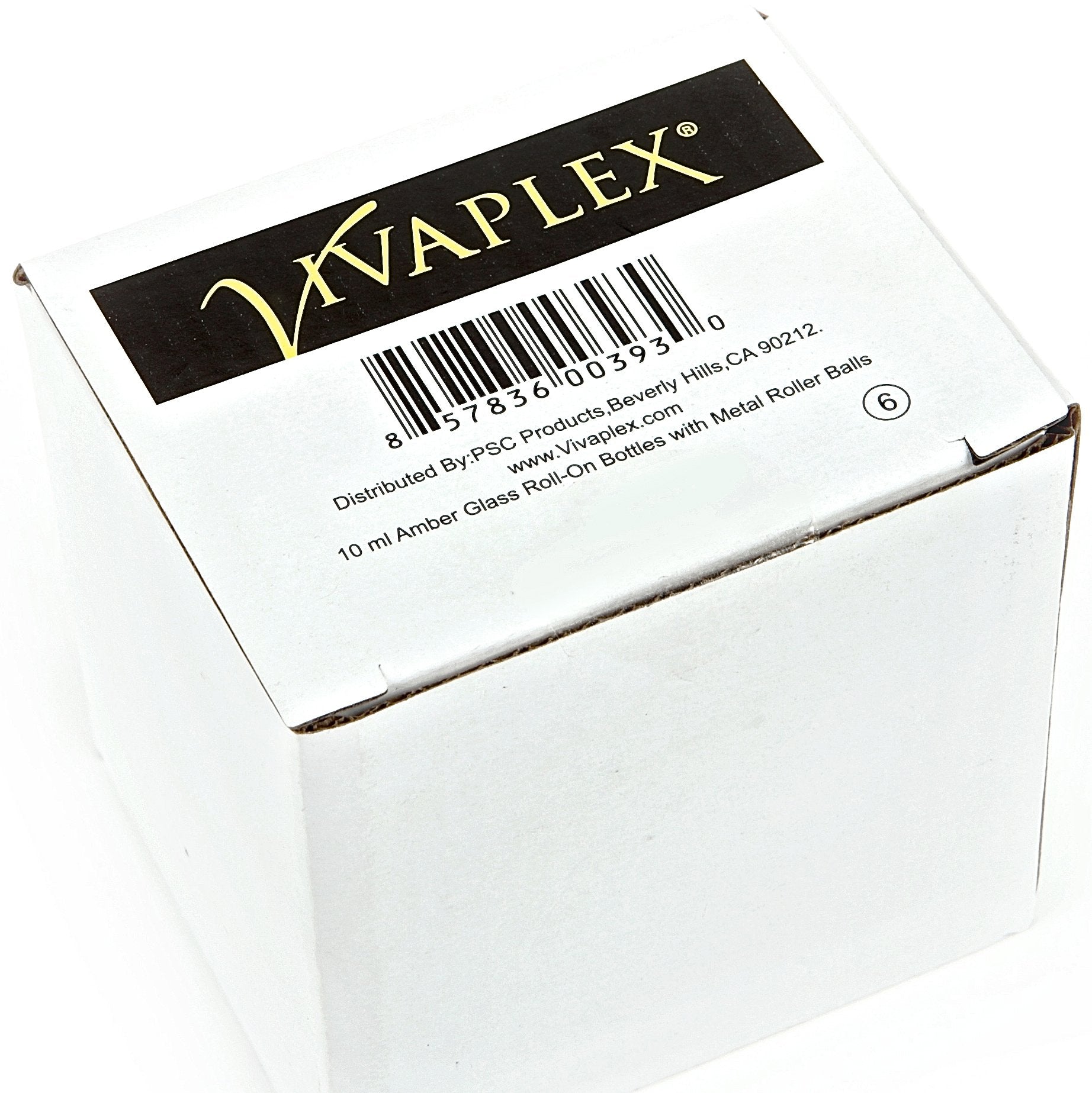 Vivaplex  6  Amber  10 ml Glass Roll-on Bottles with Stainless Steel Roller Balls - .5 ml Dropper included