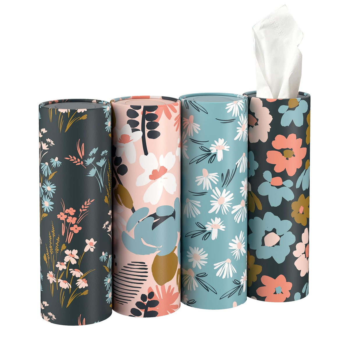 4 Pack Car Tissue Holder With 3-Ply Facial Tissues Bulk, Ubtkey Car Tissues Cylinder, Round Tissue Boxes For Car, Round Tube Car