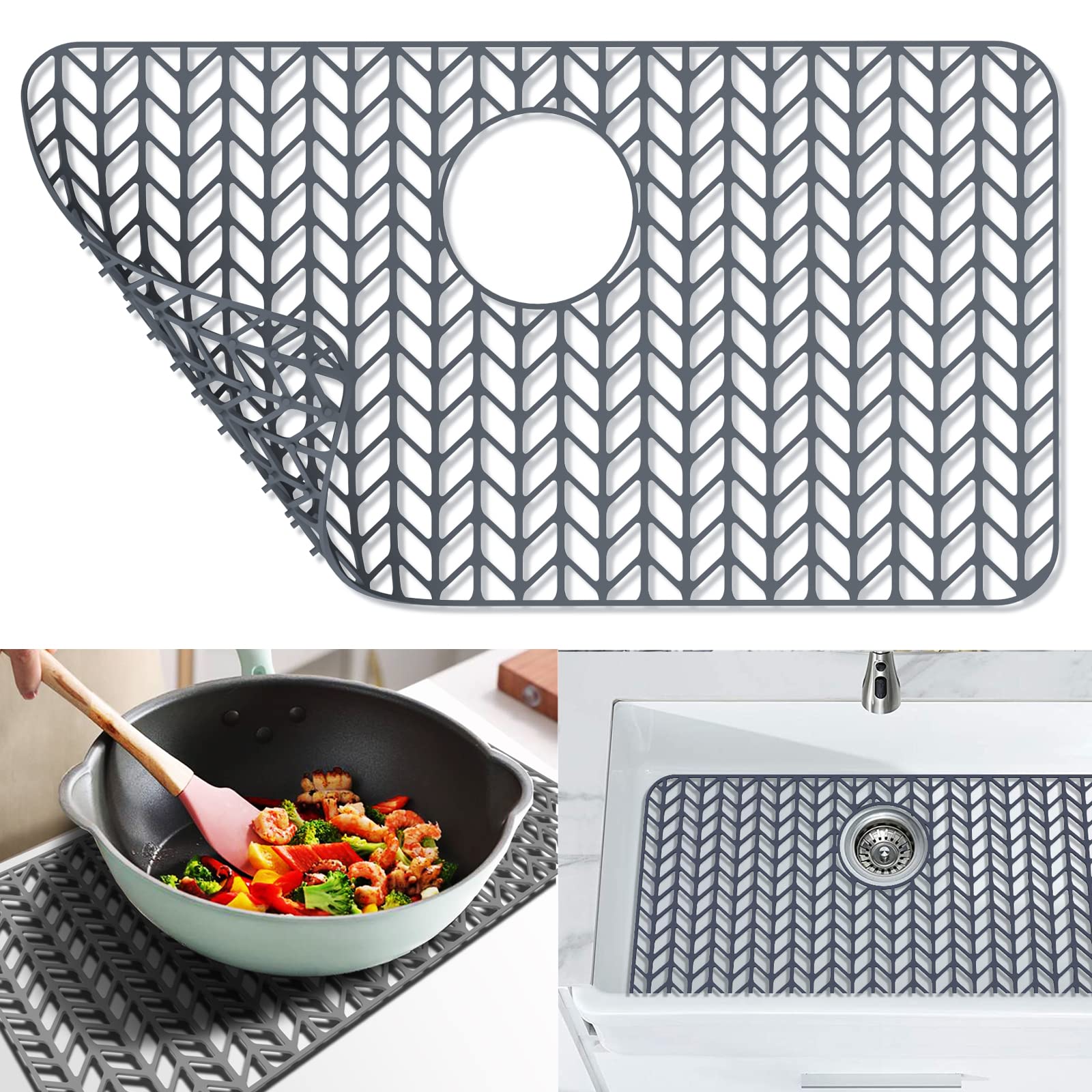 JOOKKI Sink Protectors for Kitchen Sink 16x12 & 18x12 & 19x13 & 24x12.5 & 26x14 & 28x14 & 29x15,Silicone kitchen sink mats prote