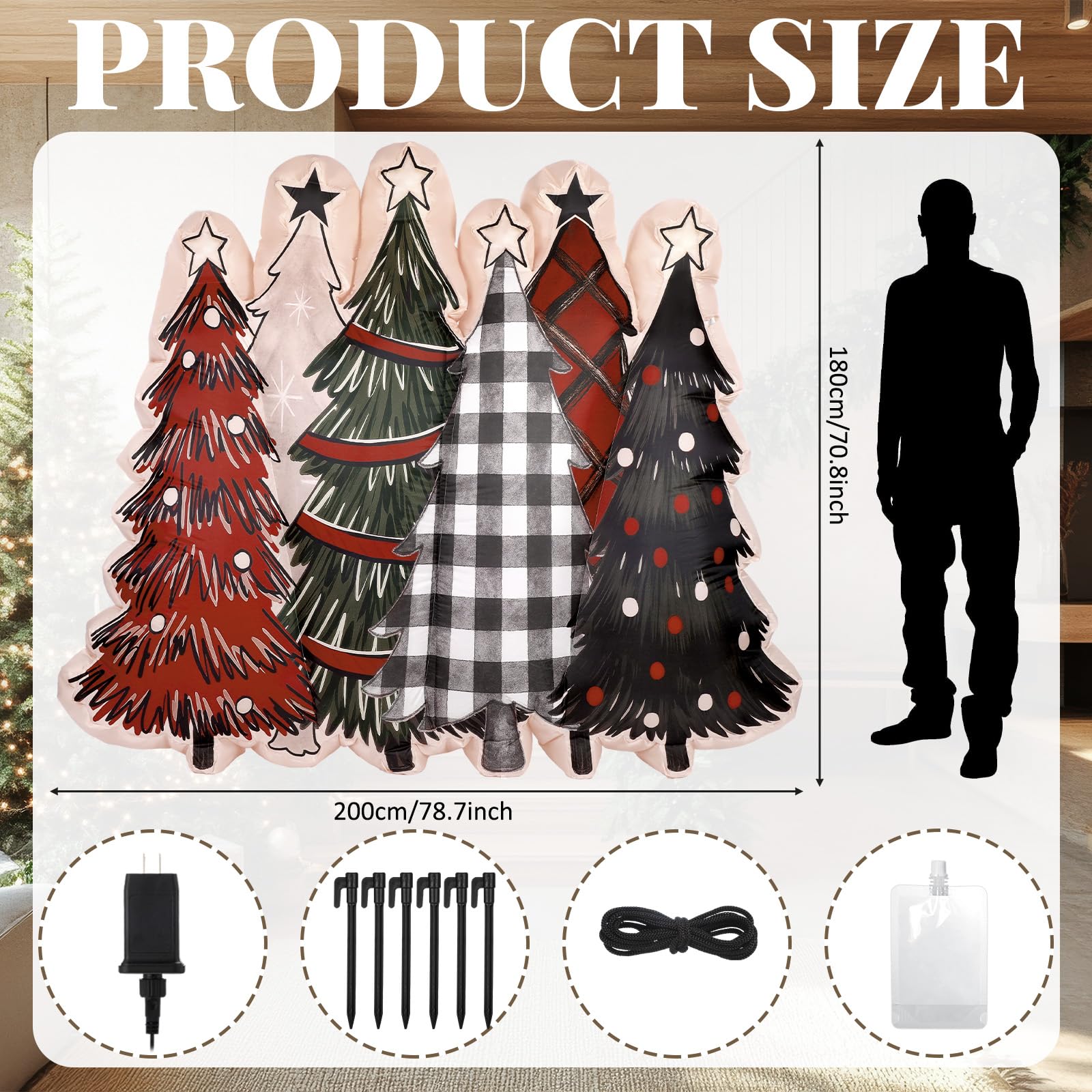 Halloscume 7 ft Christmas Tree Inflatable Outdoor Decorations Blow up Giant Xmas Tree with Built in LED Lights Treetop Star for