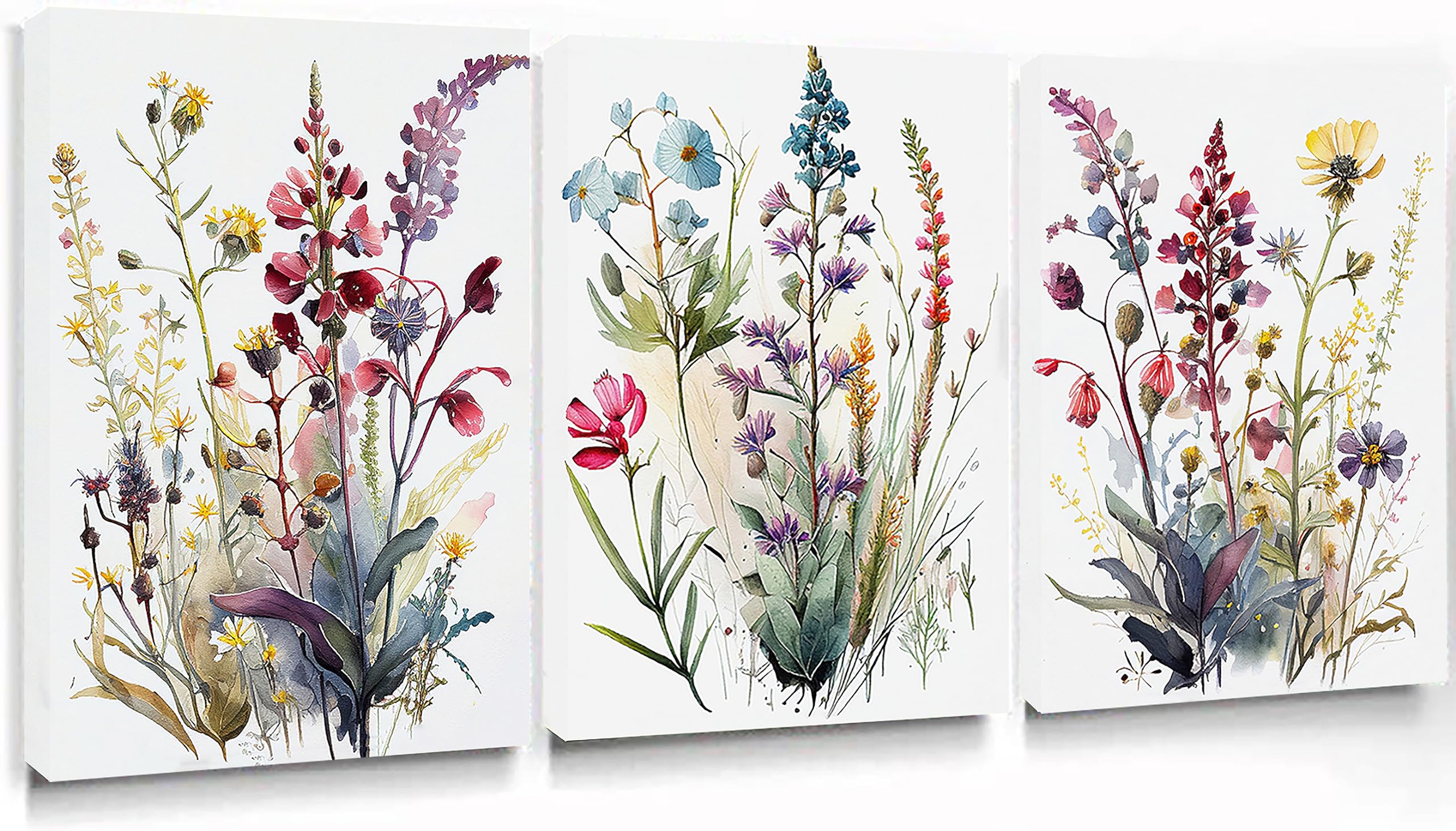 Wildflower Wall Art Watercolor Minimalist Wildflowers Prints Modern Botanical Plant Leaves Painting Picture Watercolor Blooming