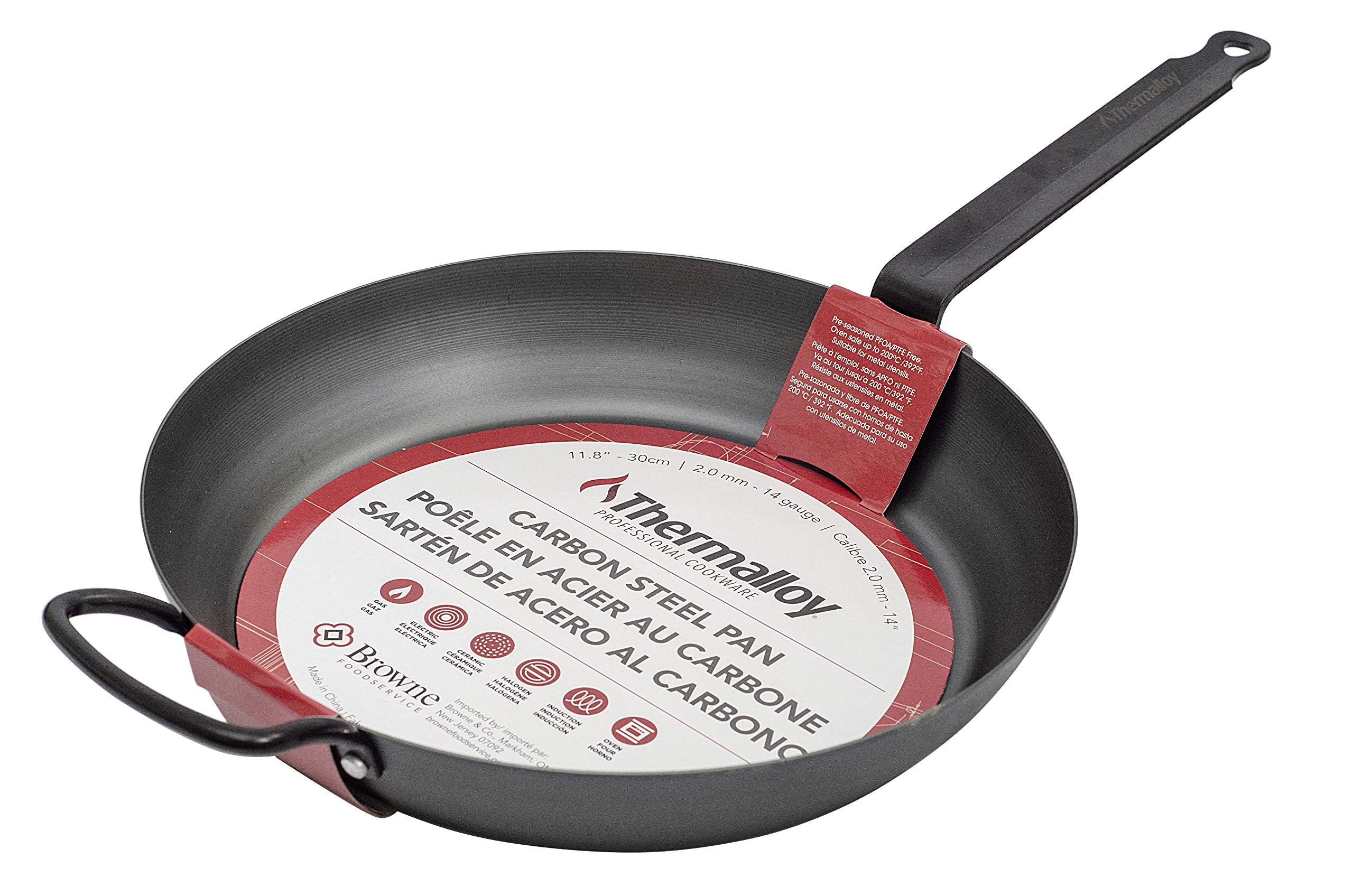 Browne Foodservice Thermalloy 11.8 Inch Black Carbon Steel Fry Pan