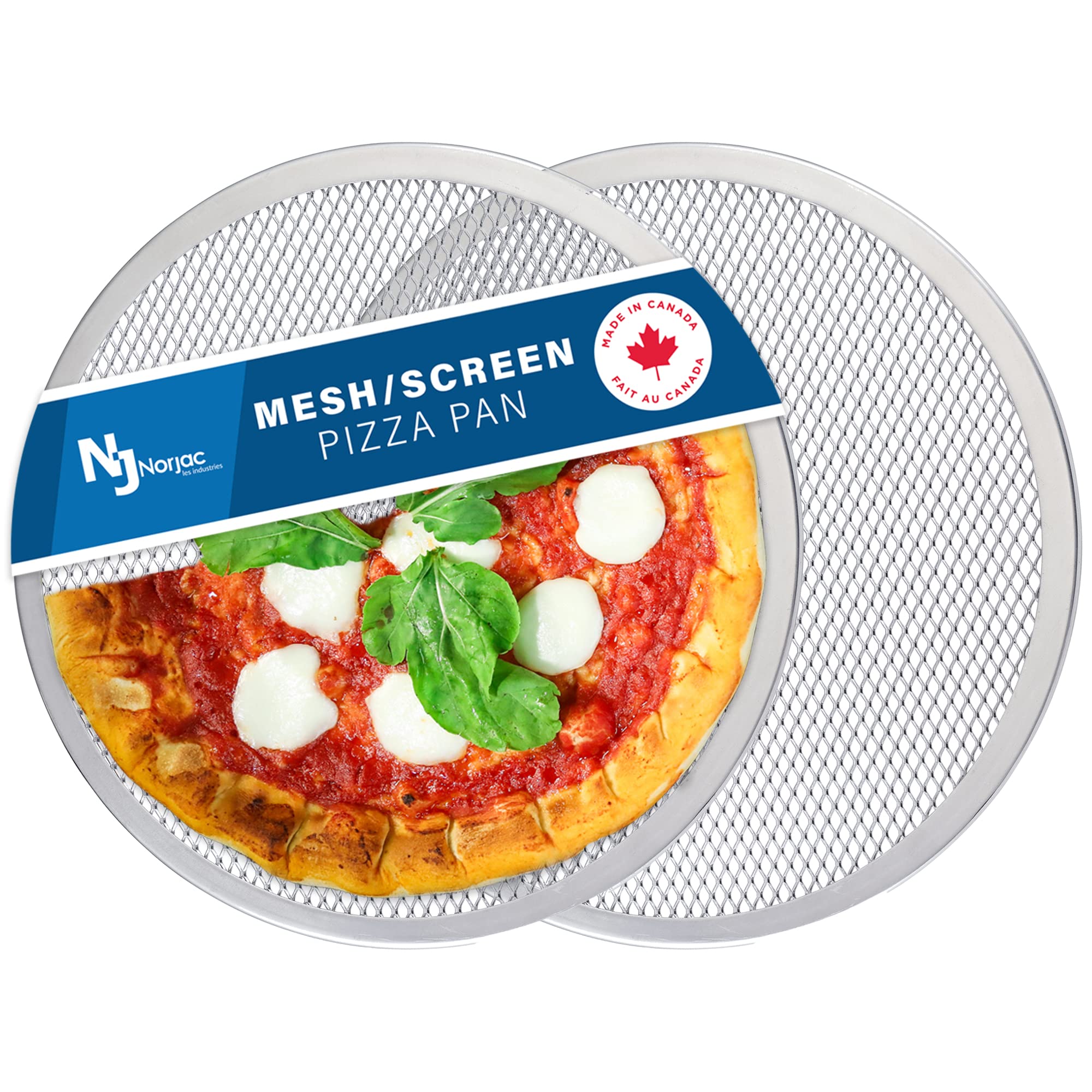 Norjac Pizza Baking Screen, 18 Inch, 2 Pack, Seamless, Restaurant-Grade Aluminum